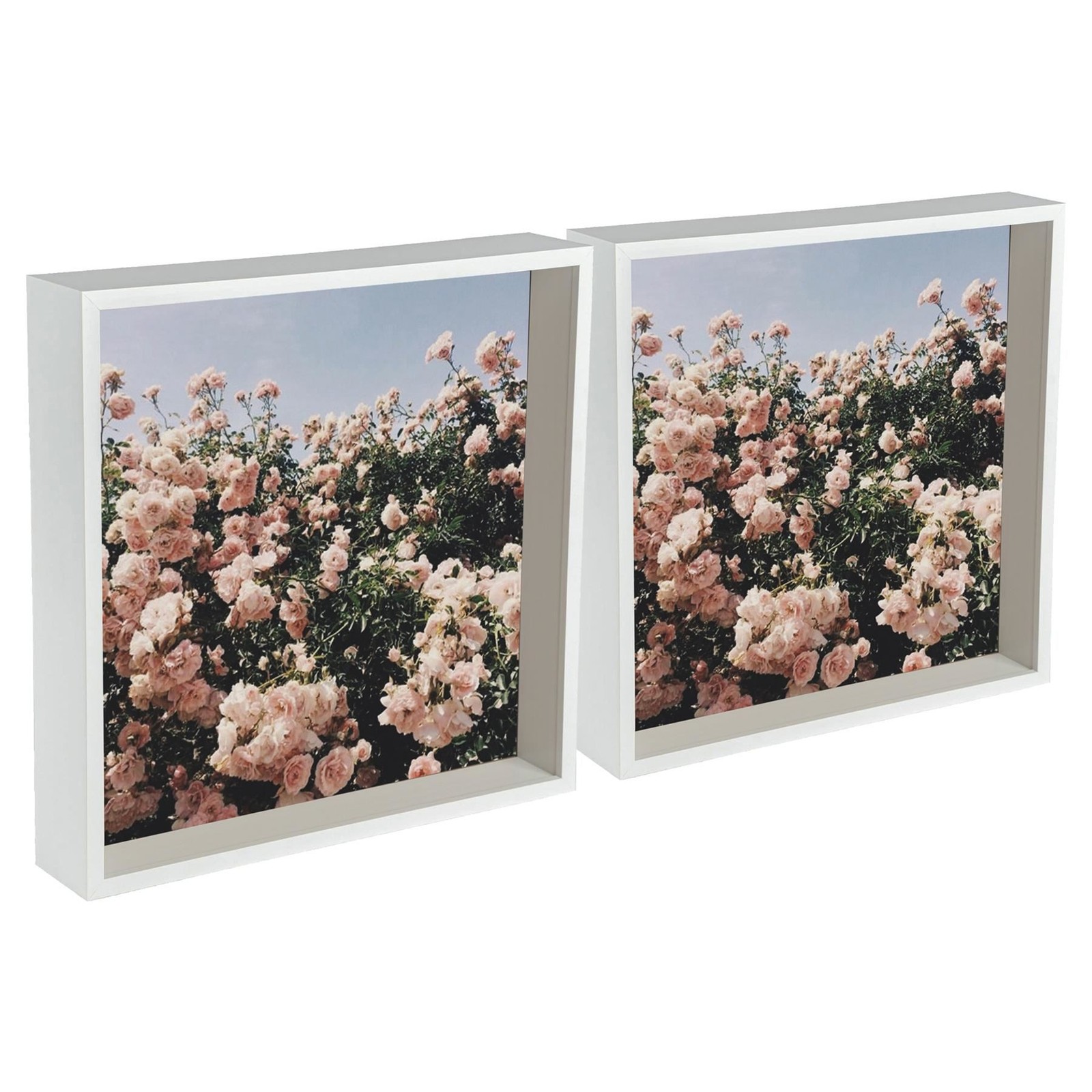 2x 3D Deep Box Photo Frames Standing Hanging Craft Frames 12 x 12" White