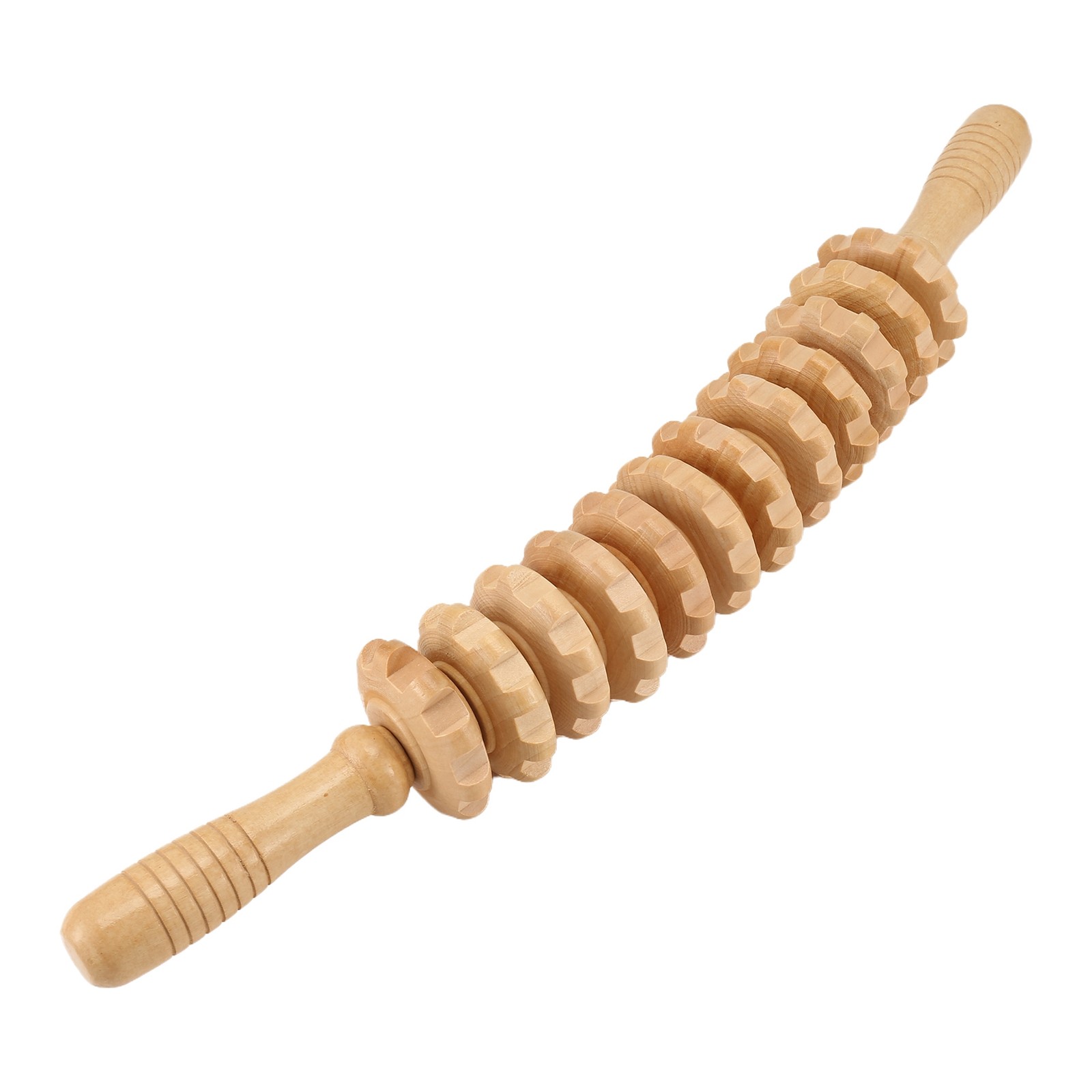 3X(12 Rollers Wooden Massager Curved Exercise Roller Sticks Full Body Wood4564