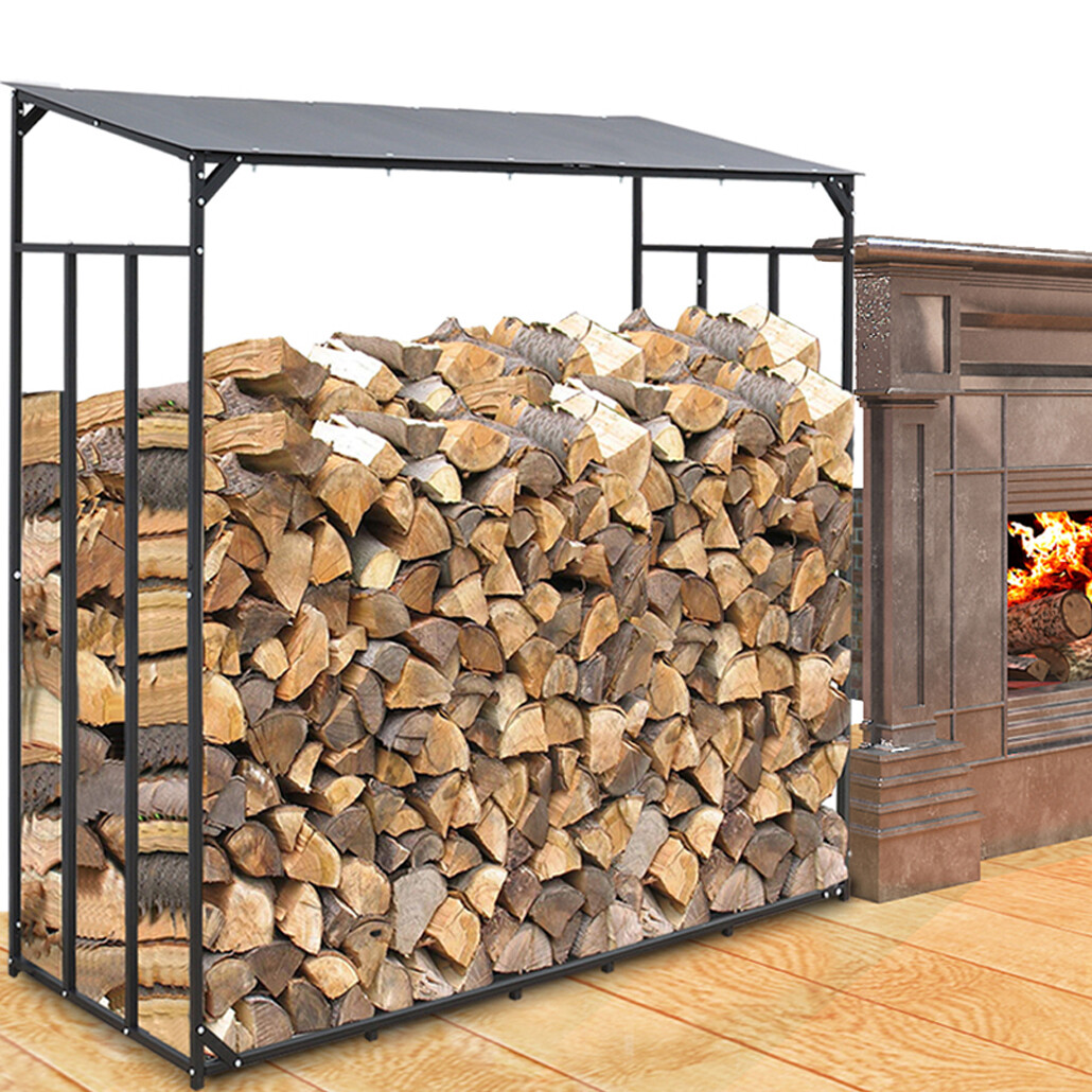 Wood Store Heavy Duty Metal Log Store fireplace Garden Wooden Firewood Storage