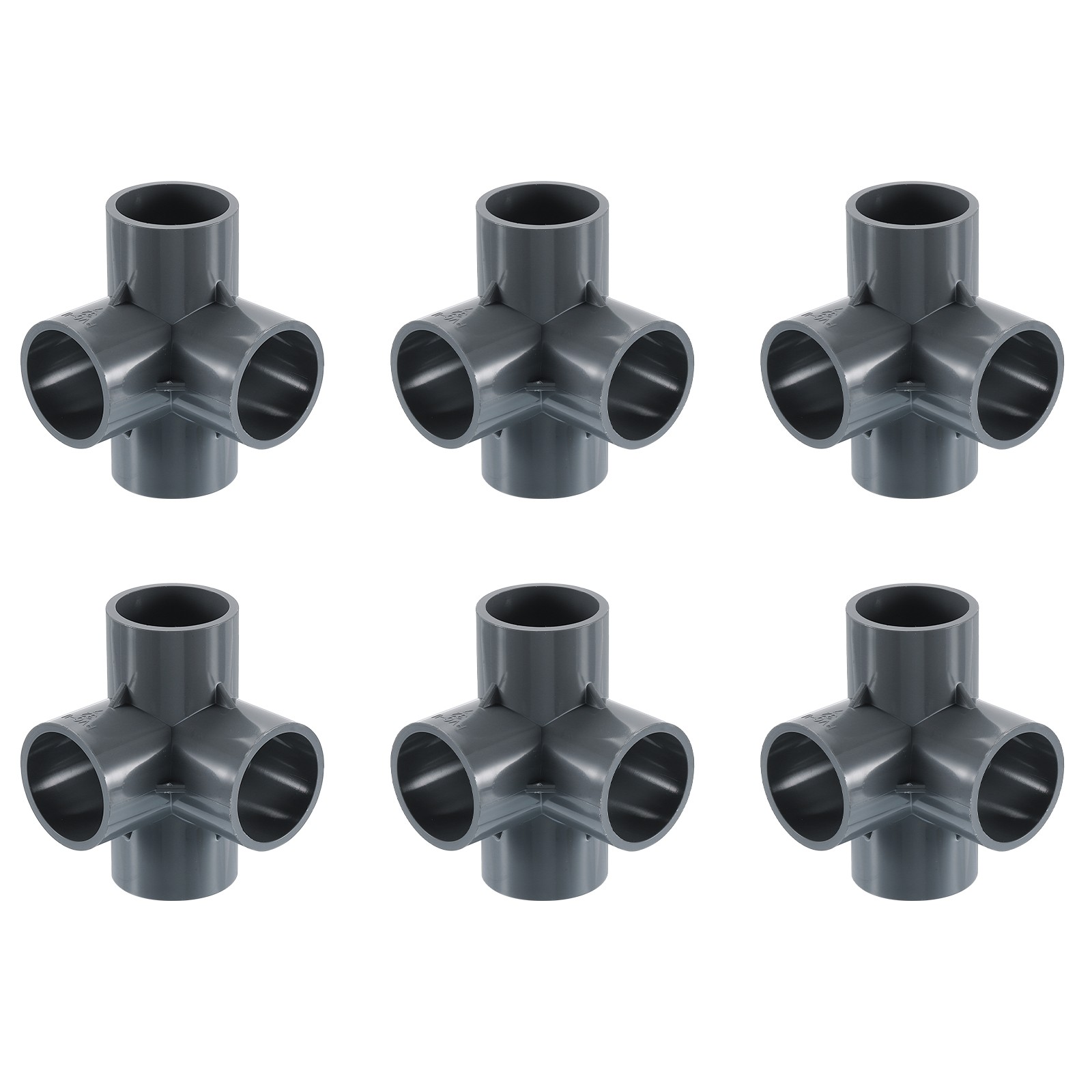 1" PVC Fittings, 6 Pcs 4 Way Elbow Connector Elbow PVC Corner Fitting, Grey