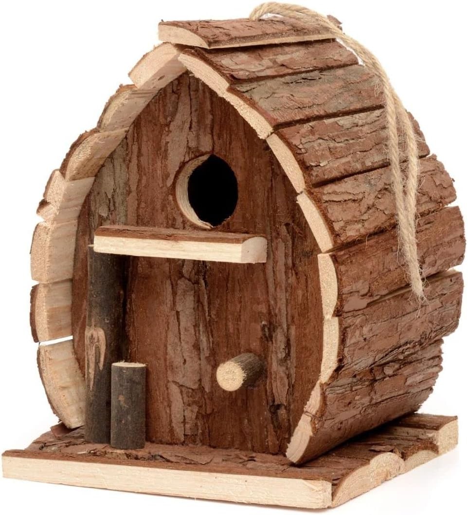 CKB LTD Bird Nesting Box House Wooden Hanging Nest Box Home for Birds Rustic Na