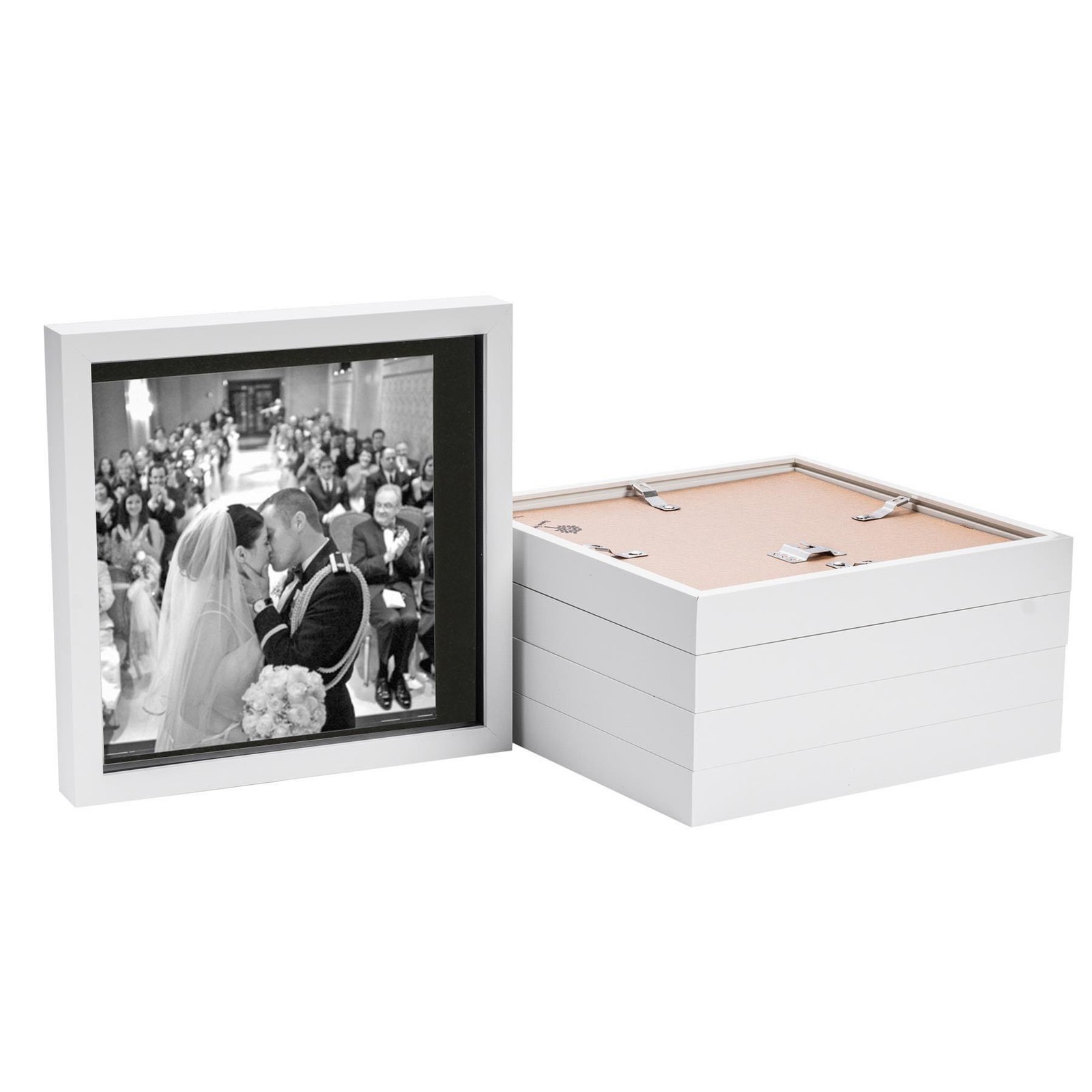 5x 3D Box Photo Frames Picture Display 10 x 10" with 8 x 8" Mount White/Black