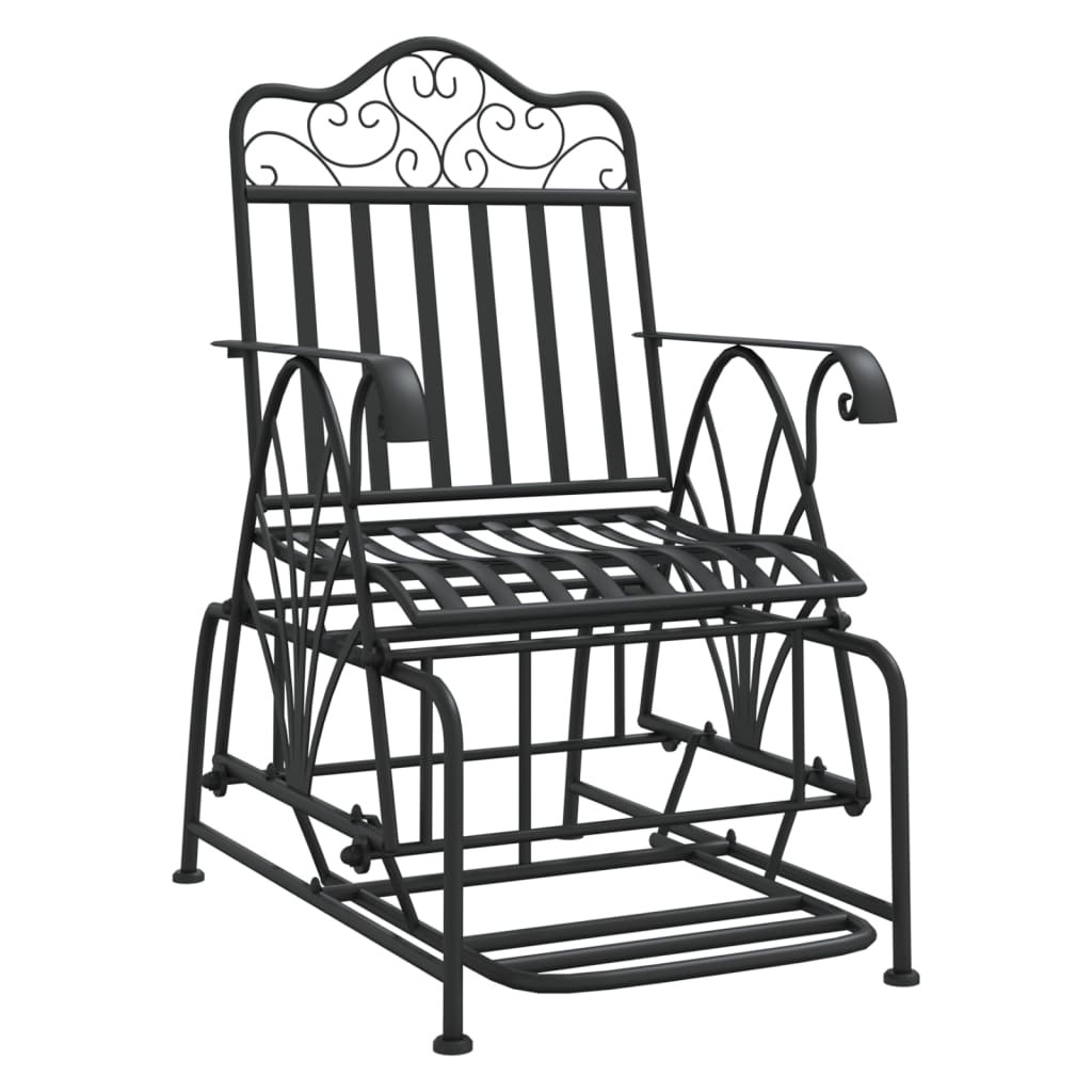Glider Bench 61 cm Black Steel Outdoor Garden Patio Seating Chair vidaXL