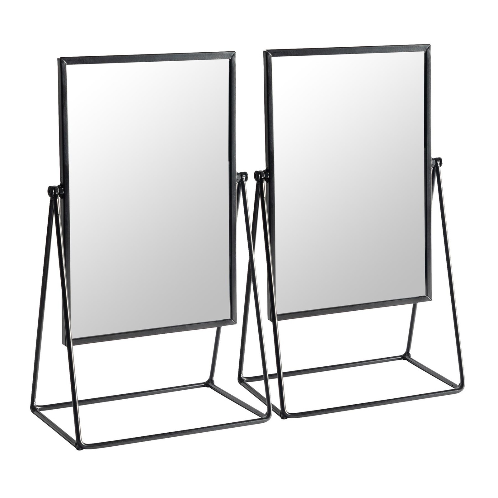2x 22 x 39cm Rectangle Makeup Mirrors Free Standing Dressing Table Vanity Black