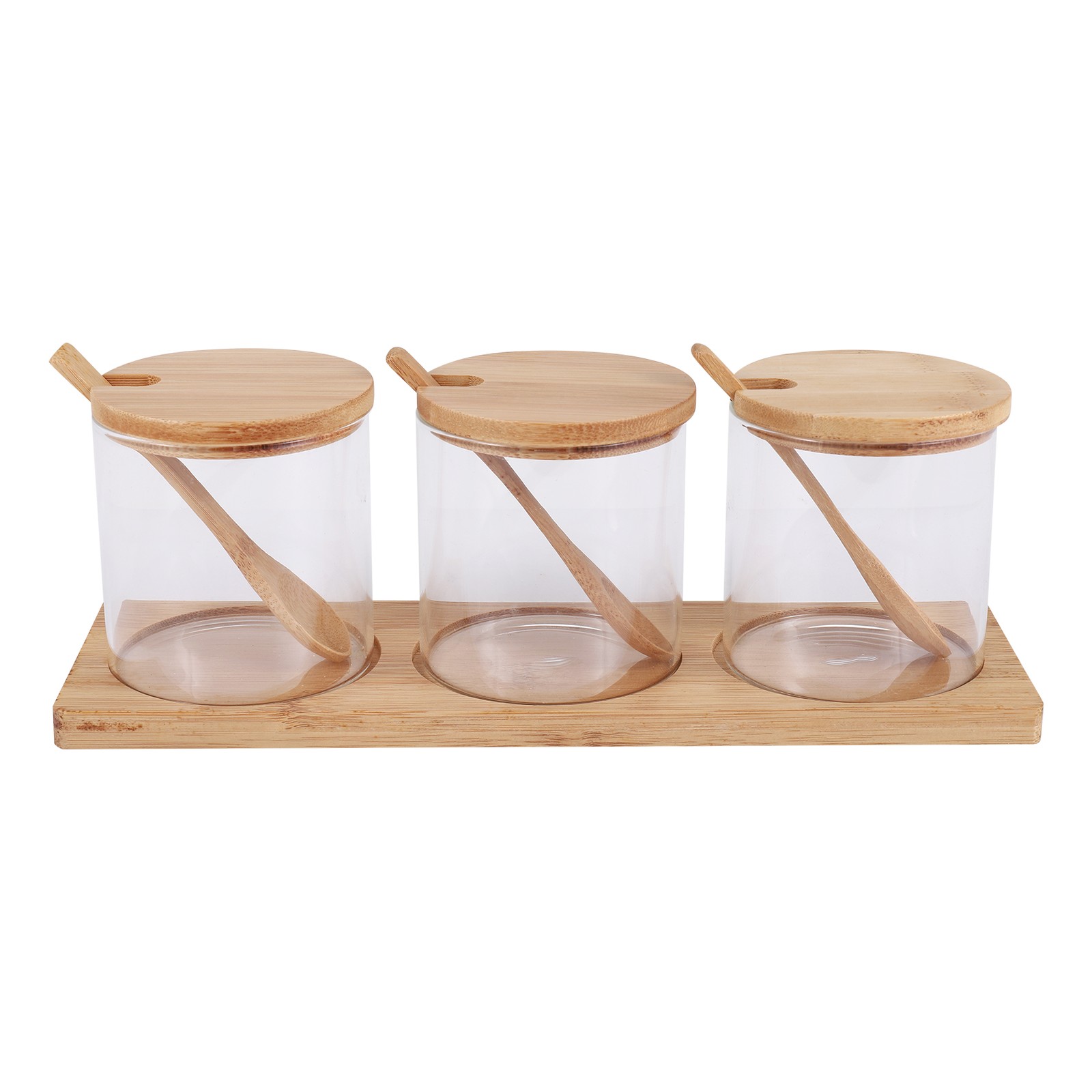 Condiment Jars with Lids and Spoons, Set of 3 Spice Jars Kitchen4422