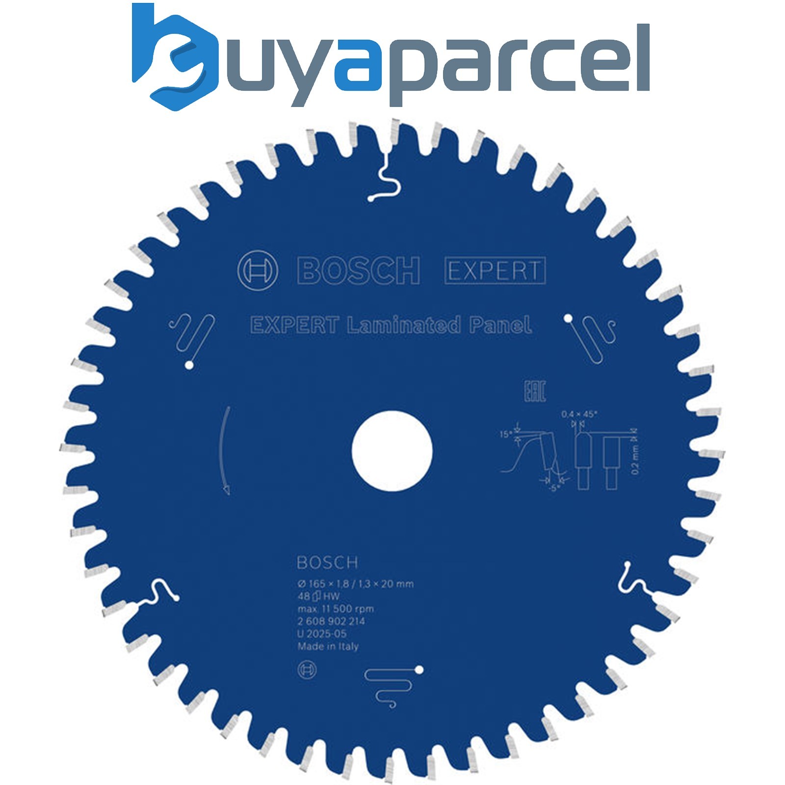 Bosch EXPERT Laminated Panel Circular Saw Blade 165 x 1.8/1.3 x 20mm T48