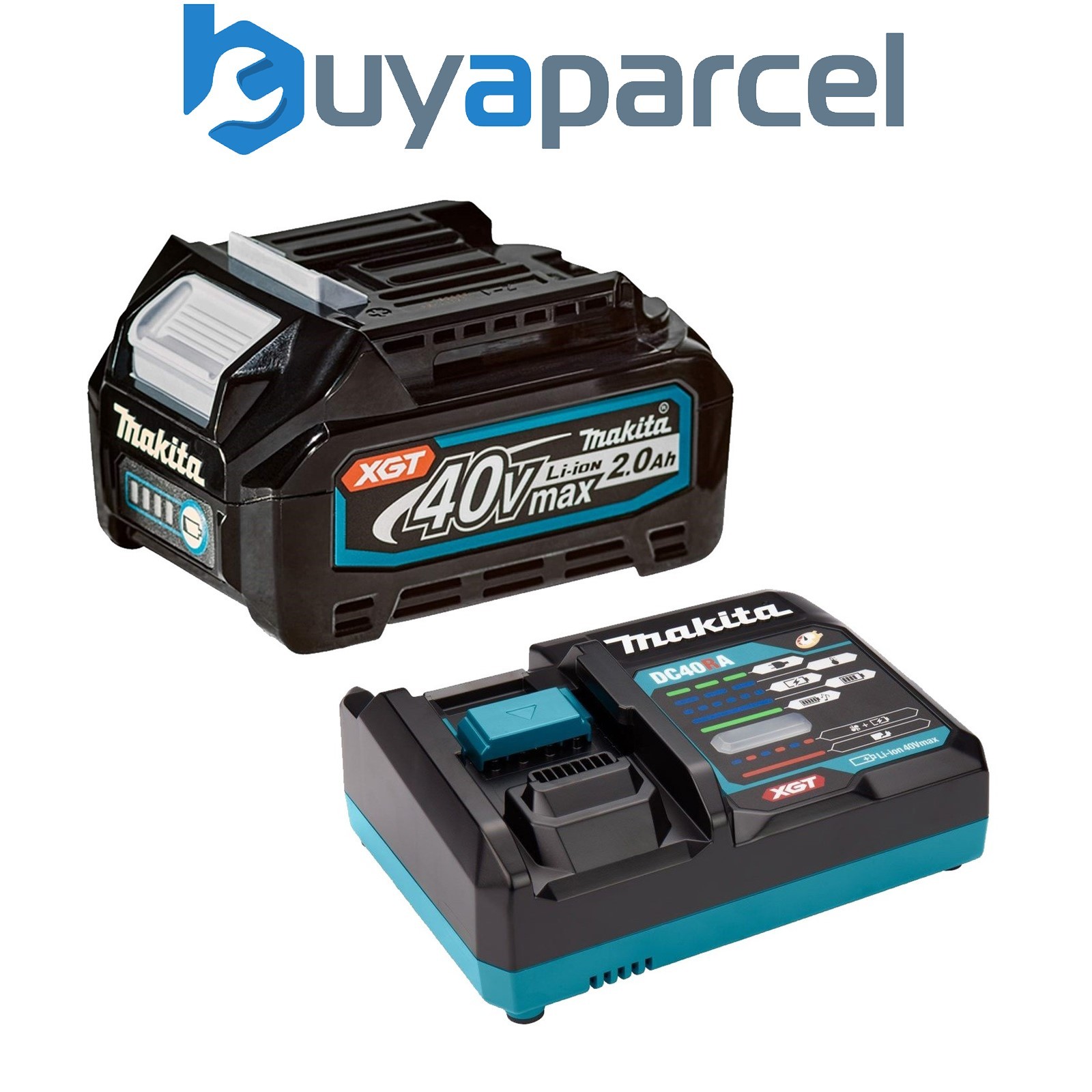 Makita BL4020 40V Max XGT 2.0ah Battery + DC40RA Rapid Fast Charger Twin Pack