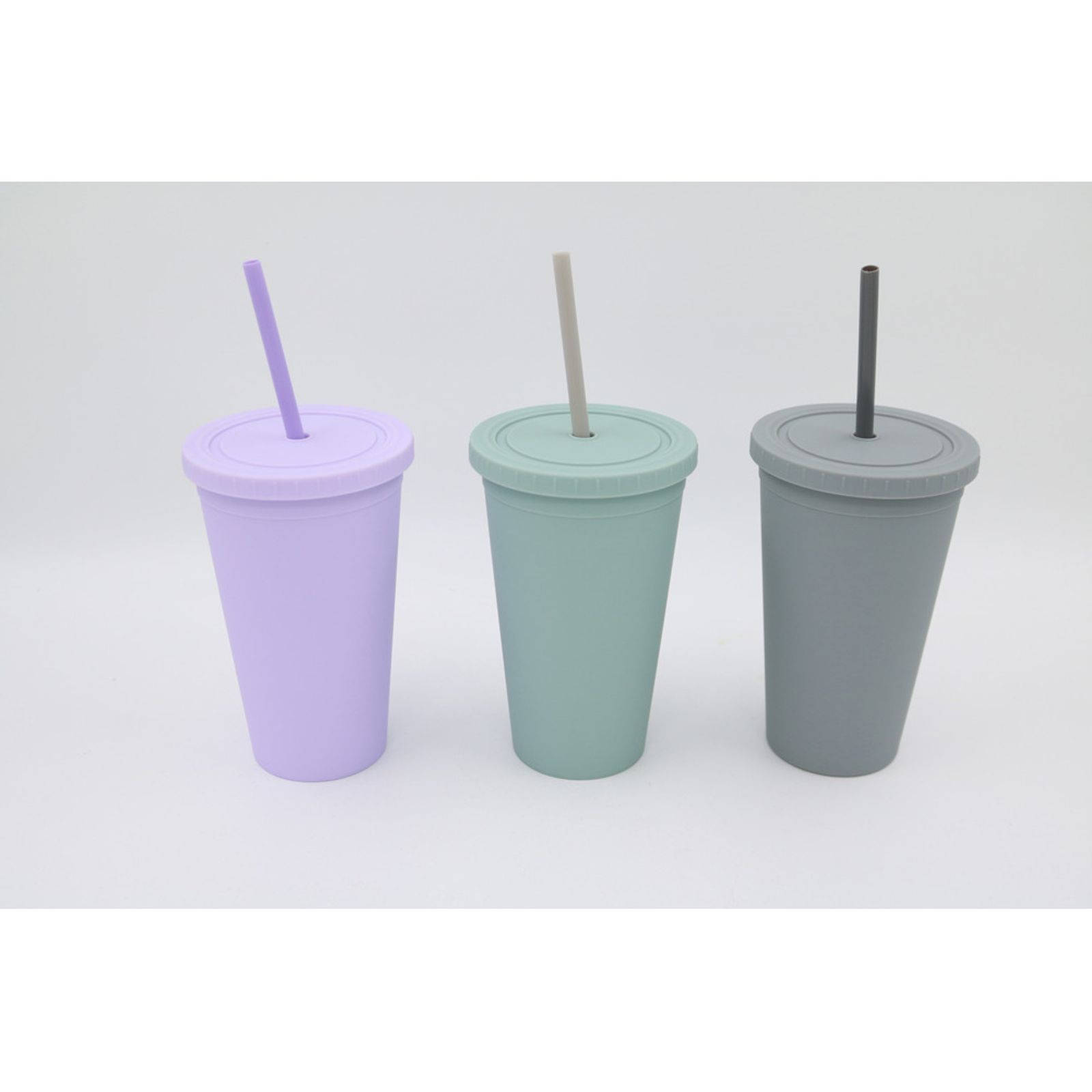 12x Drinking Cup Getränkebecher Plastic 450 ML with Lid & Drinking Straw Cup