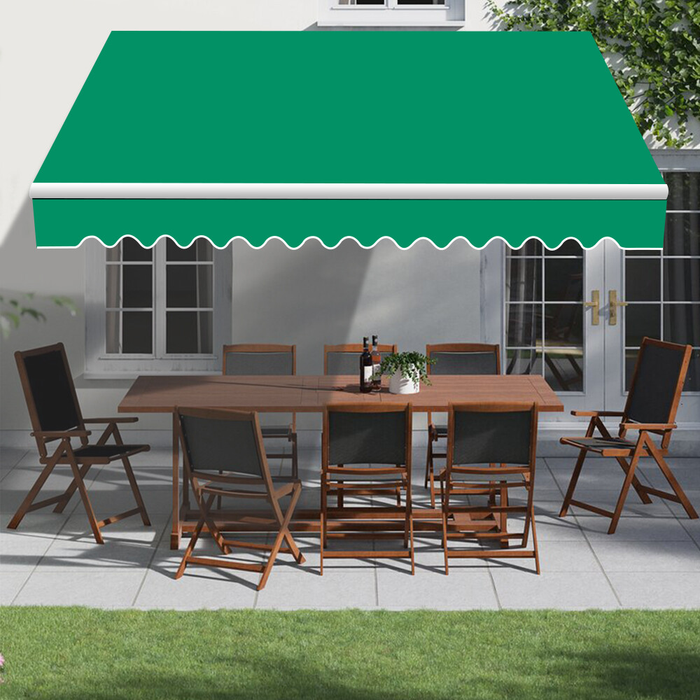 Garden Patio Manual Awning Retractable Canopy Sun Shade Shelter 2.5x2M Green