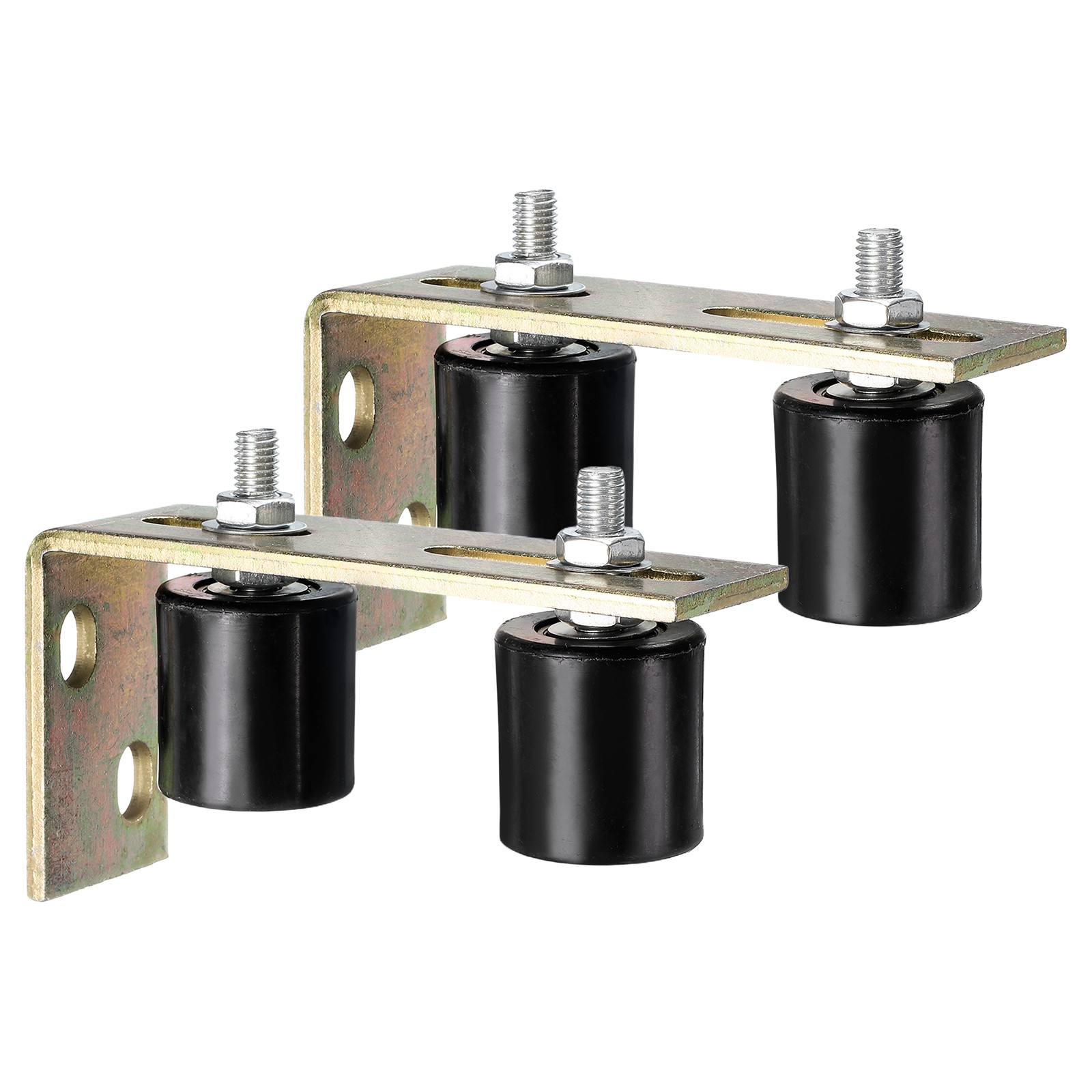 2Set Slide Gate Guide Roller, 1.7" Nylon Gate Support Rollers with Bracket Black
