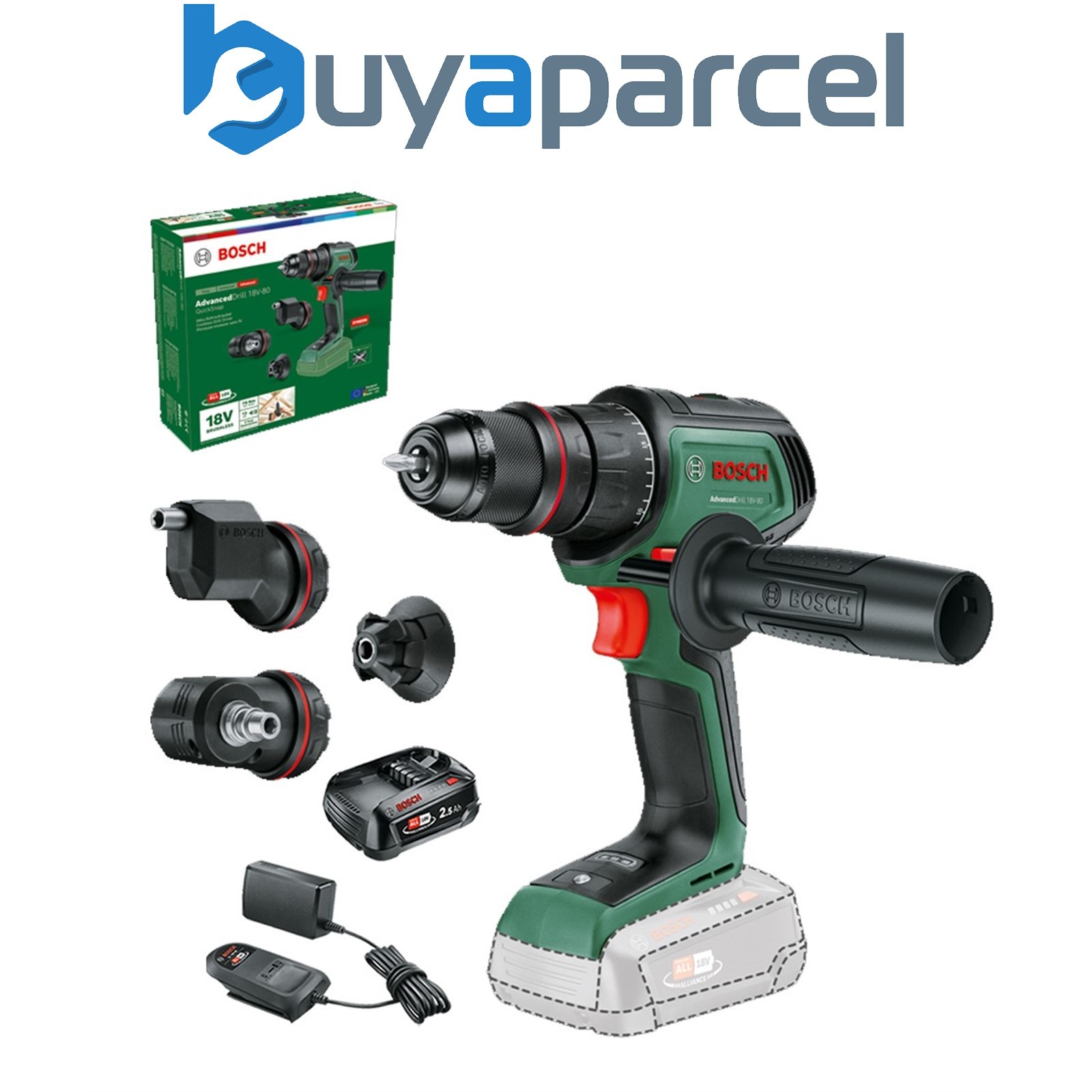 Bosch 06039E2003 Drill Driver AdvancedDrill 18V-80 QuickSnap + 2.5AH Battery kit