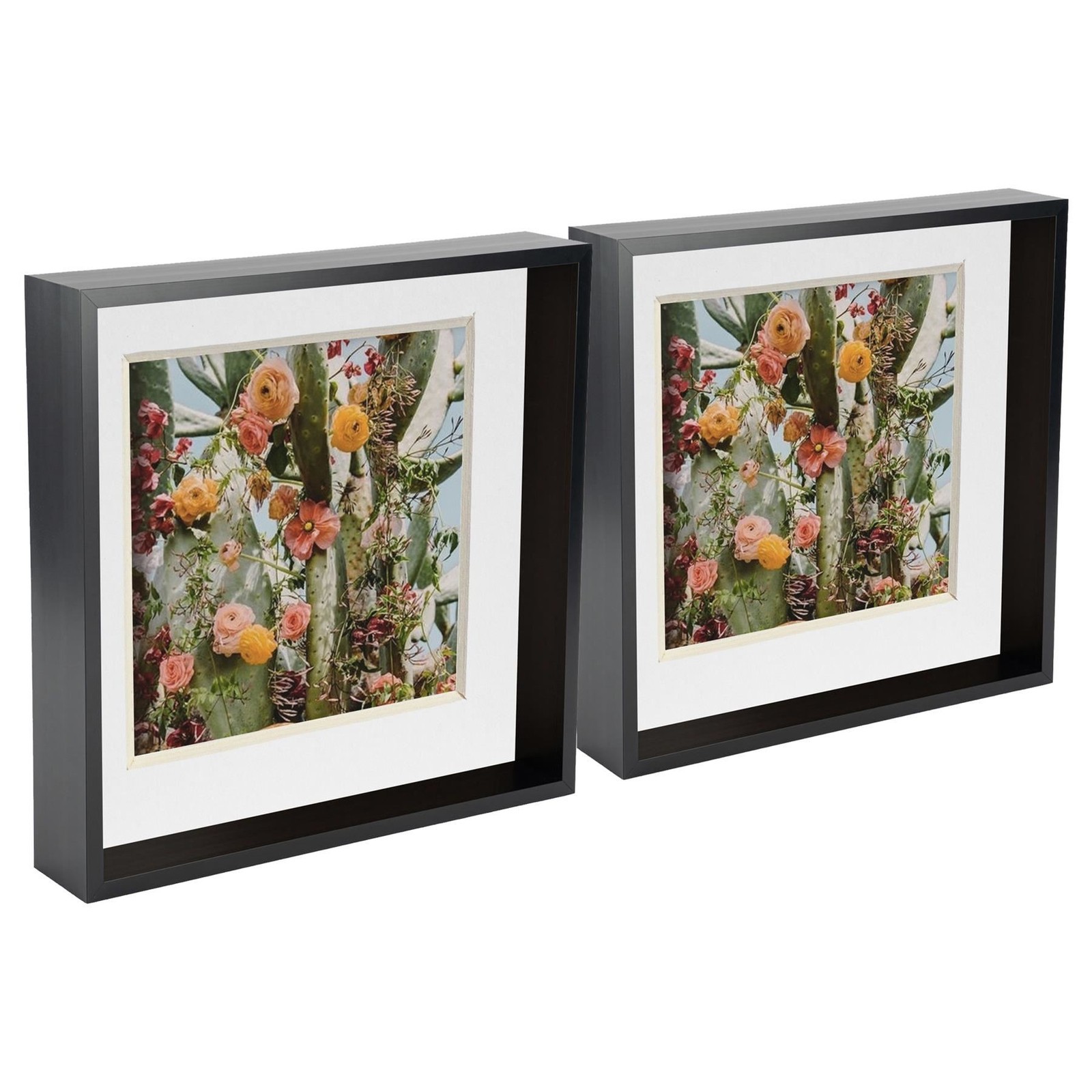 5x 3D Deep Box Photo Frames Display 10 x 10" with 8 x 8" Mount Black/White