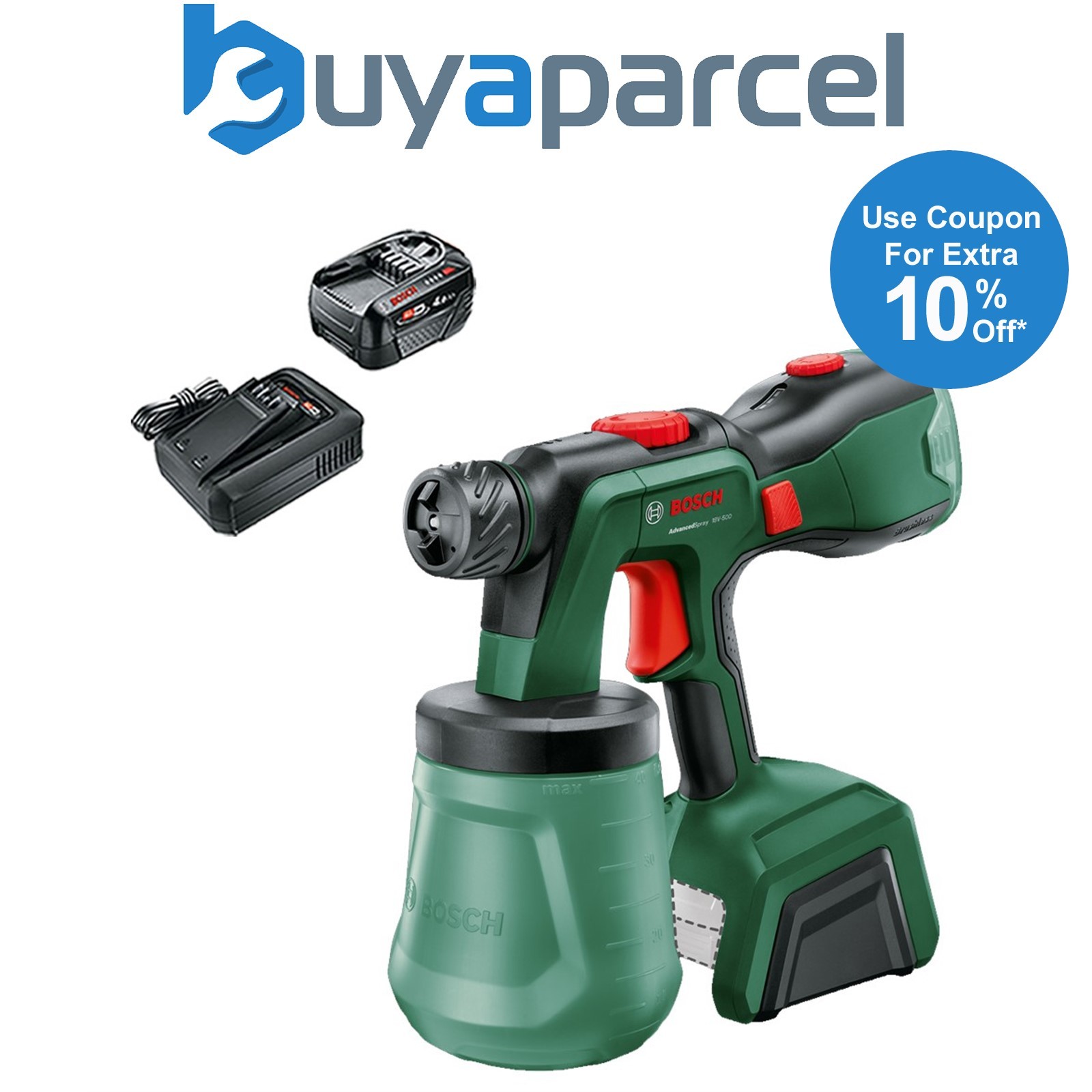 Bosch 0603208200 AdvancedSpray 18v Paint Spray System + 4AH Battery Kit