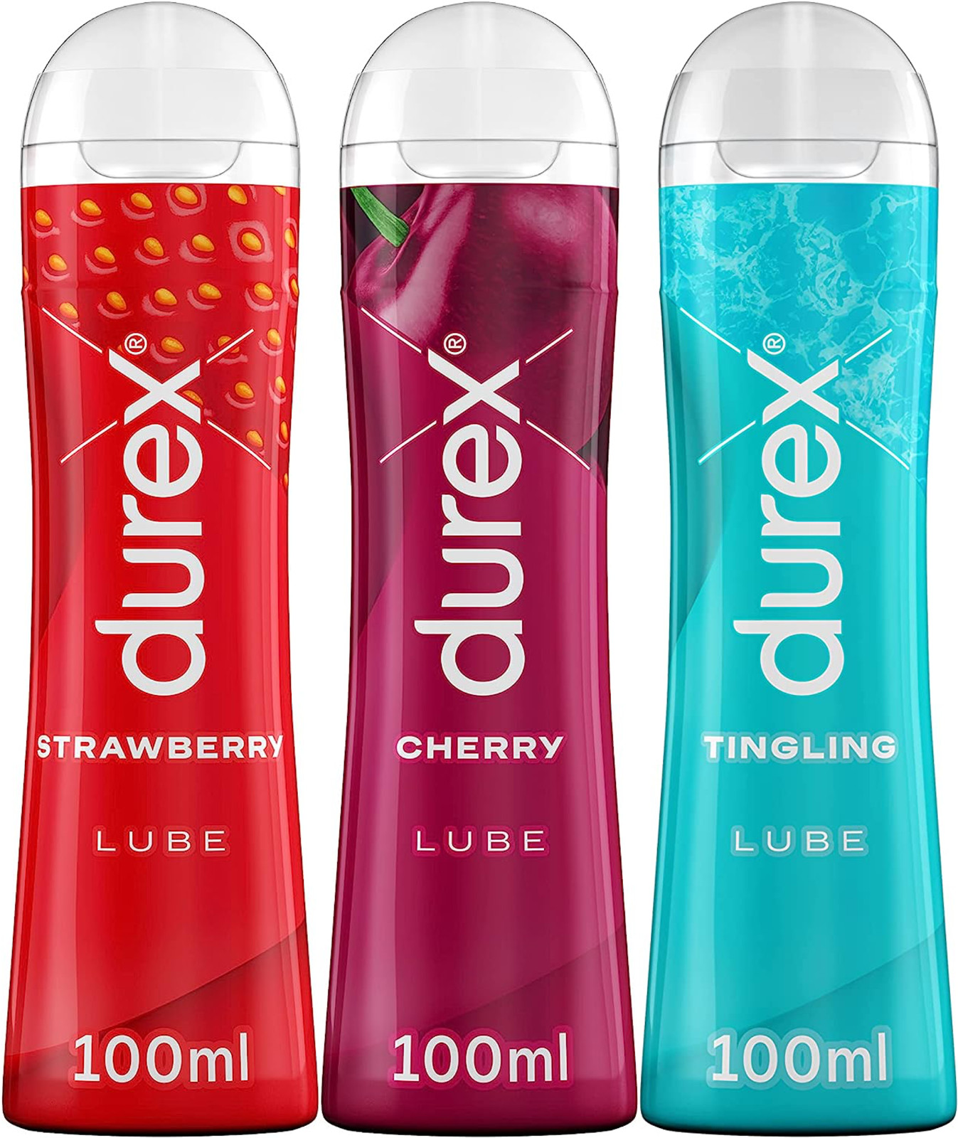 Durex Play Sex Lubricant Strawberry, Cherry Tingle 100ml Lubes Pack of 3