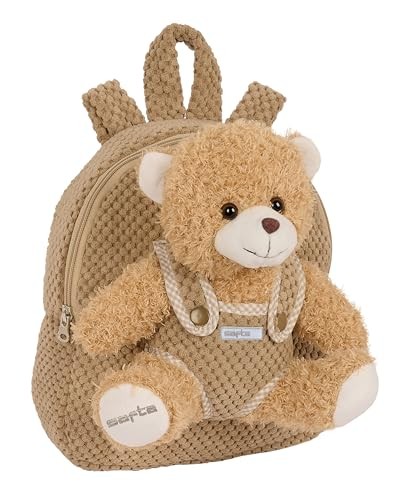 SAFTA Unisex Kids M231 Preschool Backpack with Bear, Daycare Backpack, Easy Clea