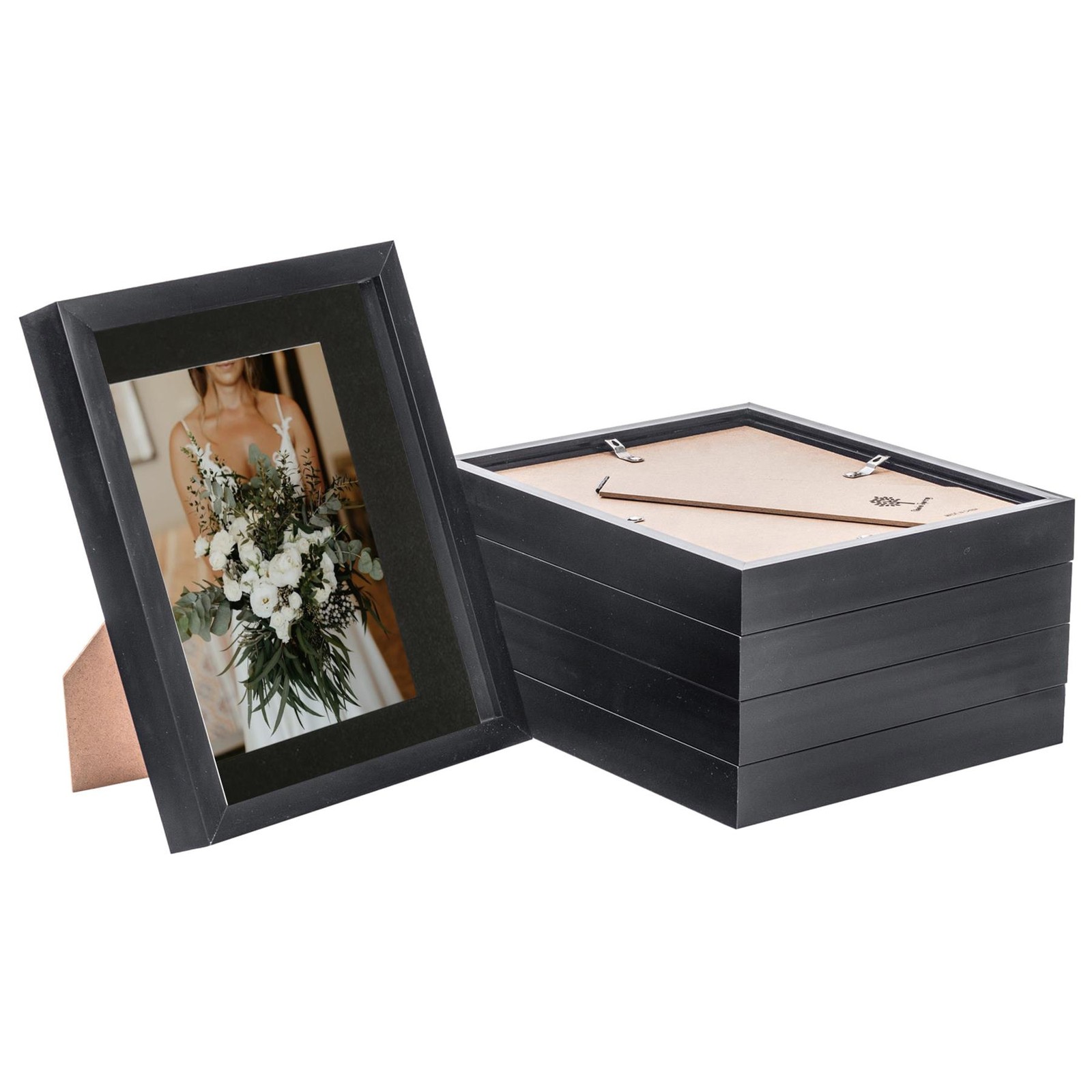 5x 3D Box Photo Frames Picture Display 8 x 10" with 5 x 7" Mount Black/Black