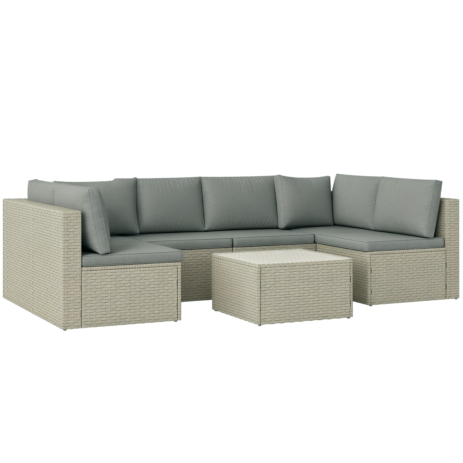 Outsunny 7 Pieces Rattan Garden Furniture Set with Cushions, Light Brown