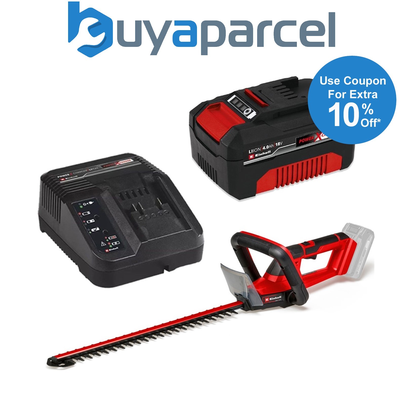 Einhell 18v Cordless Hedge Trimmer 50cm Li-Solo + 1 x 4Ah Battery + Charger