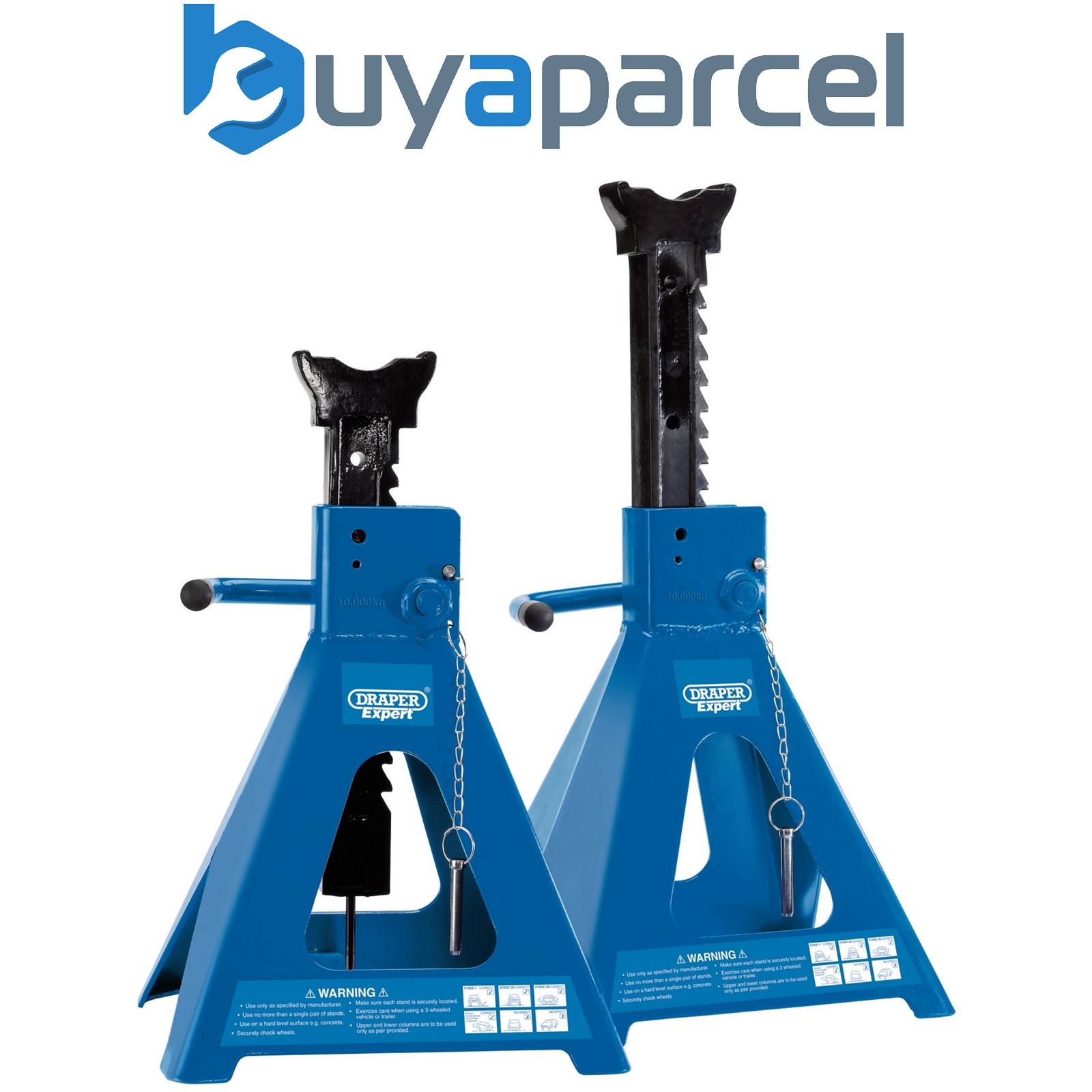Draper 01815 Draper Expert Pneumatic Rise Ratcheting Axle Stands, 10 Tonne (Pair