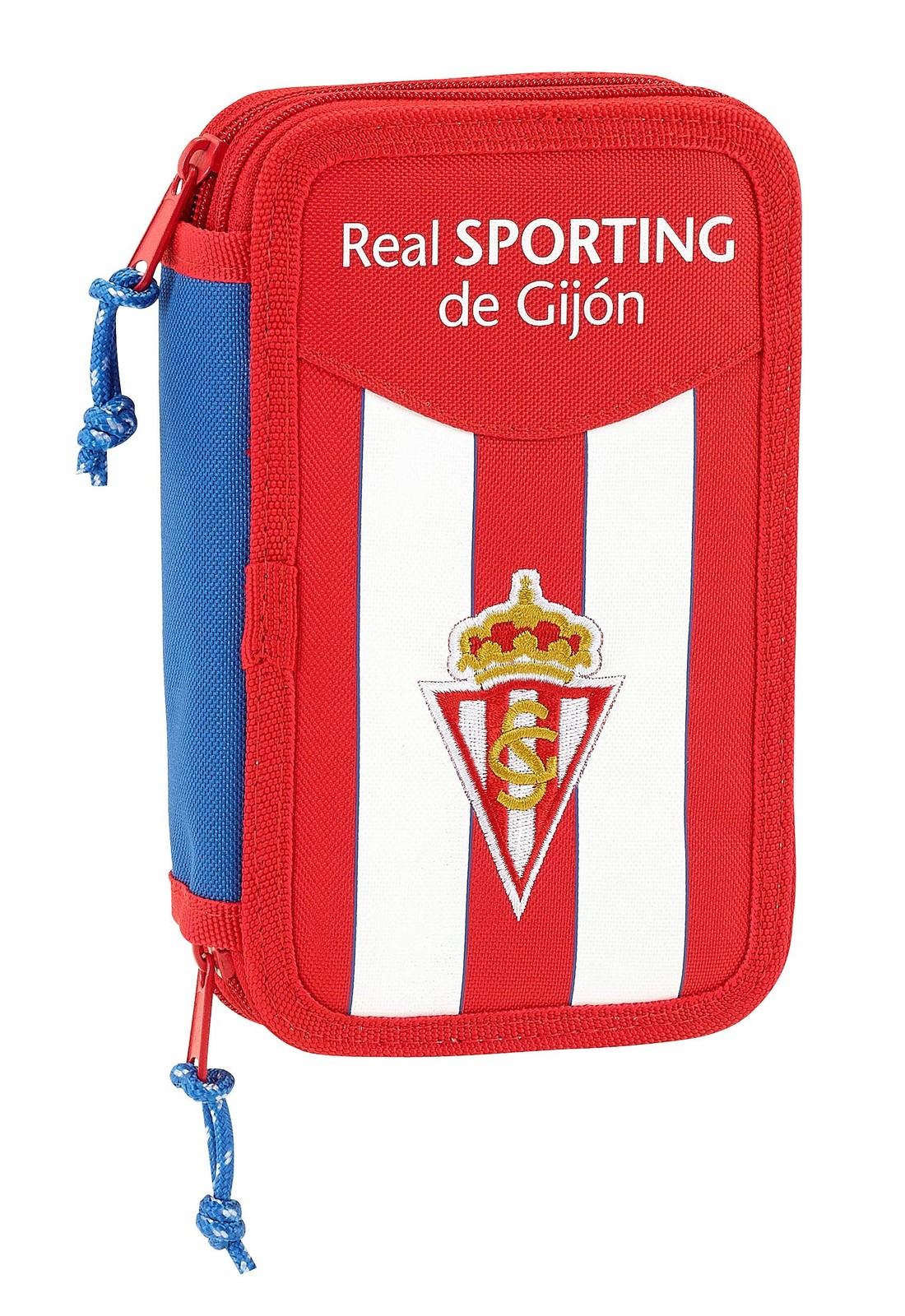 Real Sporting De Gijon Official School Pencil Case, 28 Items Included Multicolou