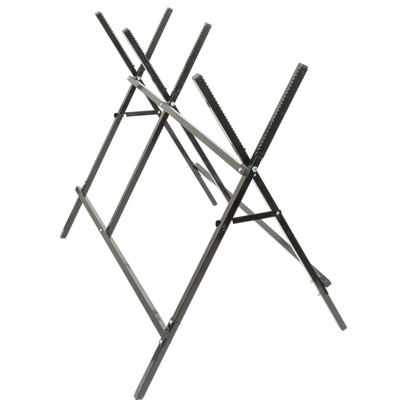 1x Black Folding Iron Log Saw Horse Heavy Duty Metal Trestle Sawhorse Stand