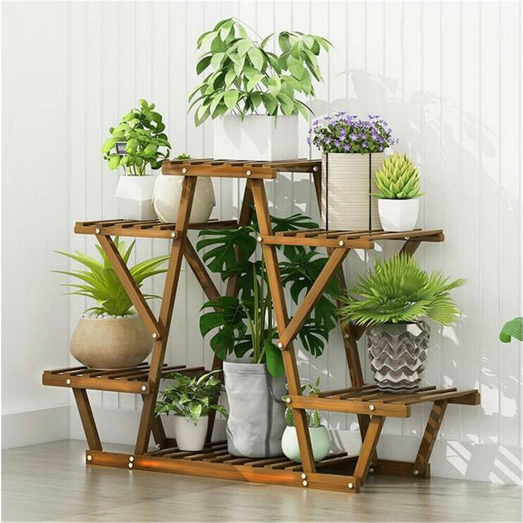 Stable Multi Tier Garden Plant Stand Bookcase Bamboo Wood Metal Various 60 Style
