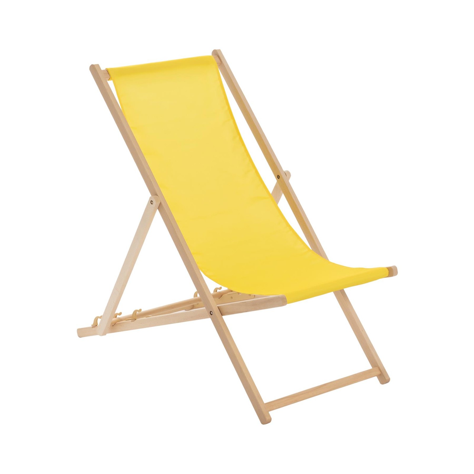 Wooden Deck Chair Folding Garden Beach Seaside Patio BBQ Deckchair Yellow x1