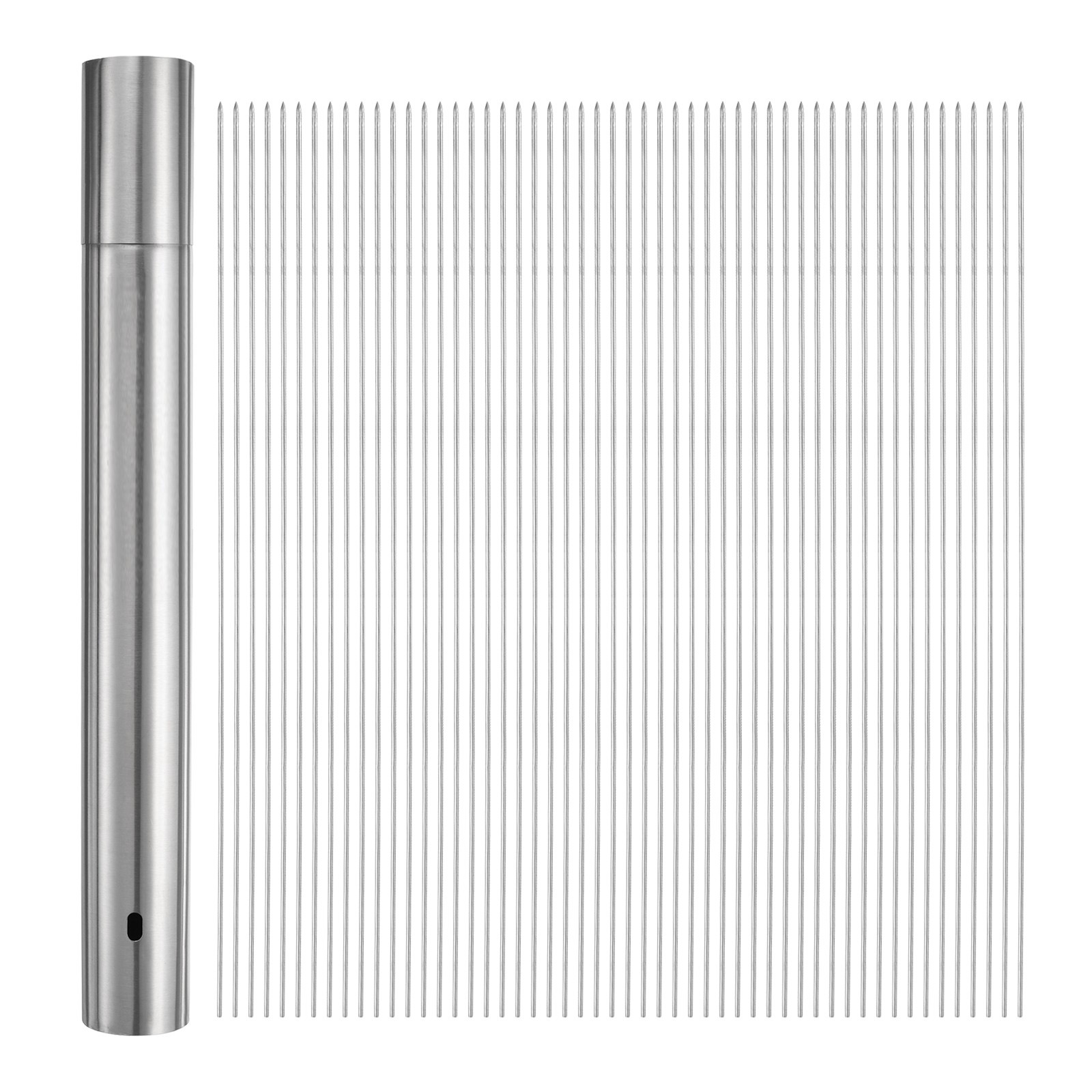 100pcs Kebob Skewers 40cm x 5cm Stainless Steel Round Sticks with Tube Storage