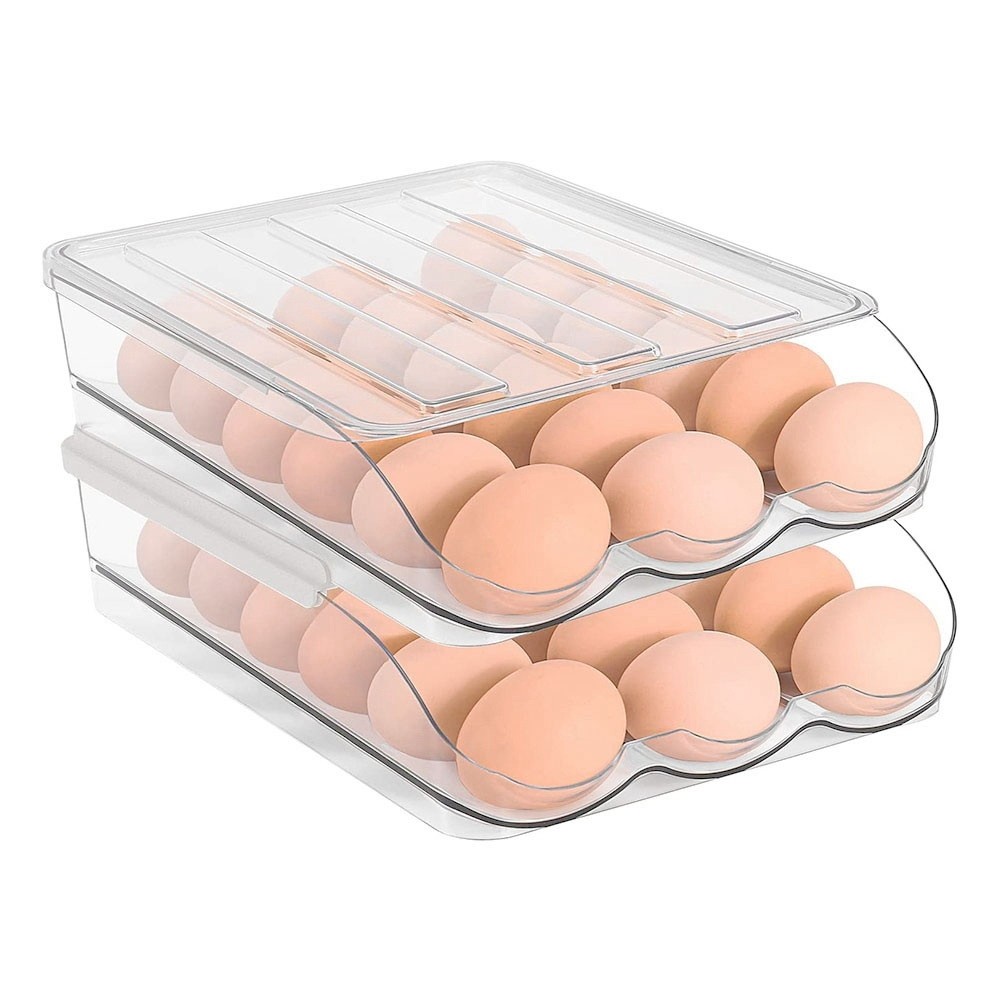 2 Layer Egg Holder Egg Storage Container for Refrigerator,Ramp Type Auto1404