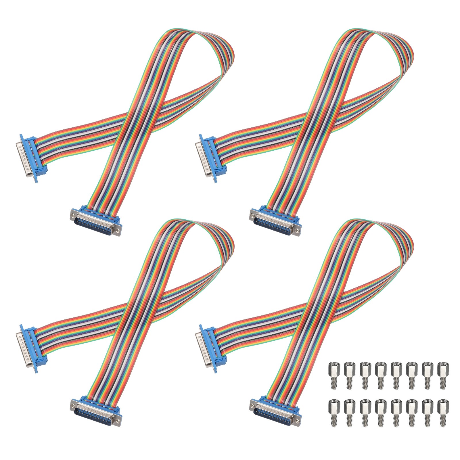 4 Pcs IDC Rainbow Wire DB25 Male to DB25 Male 19.7 Inch Length