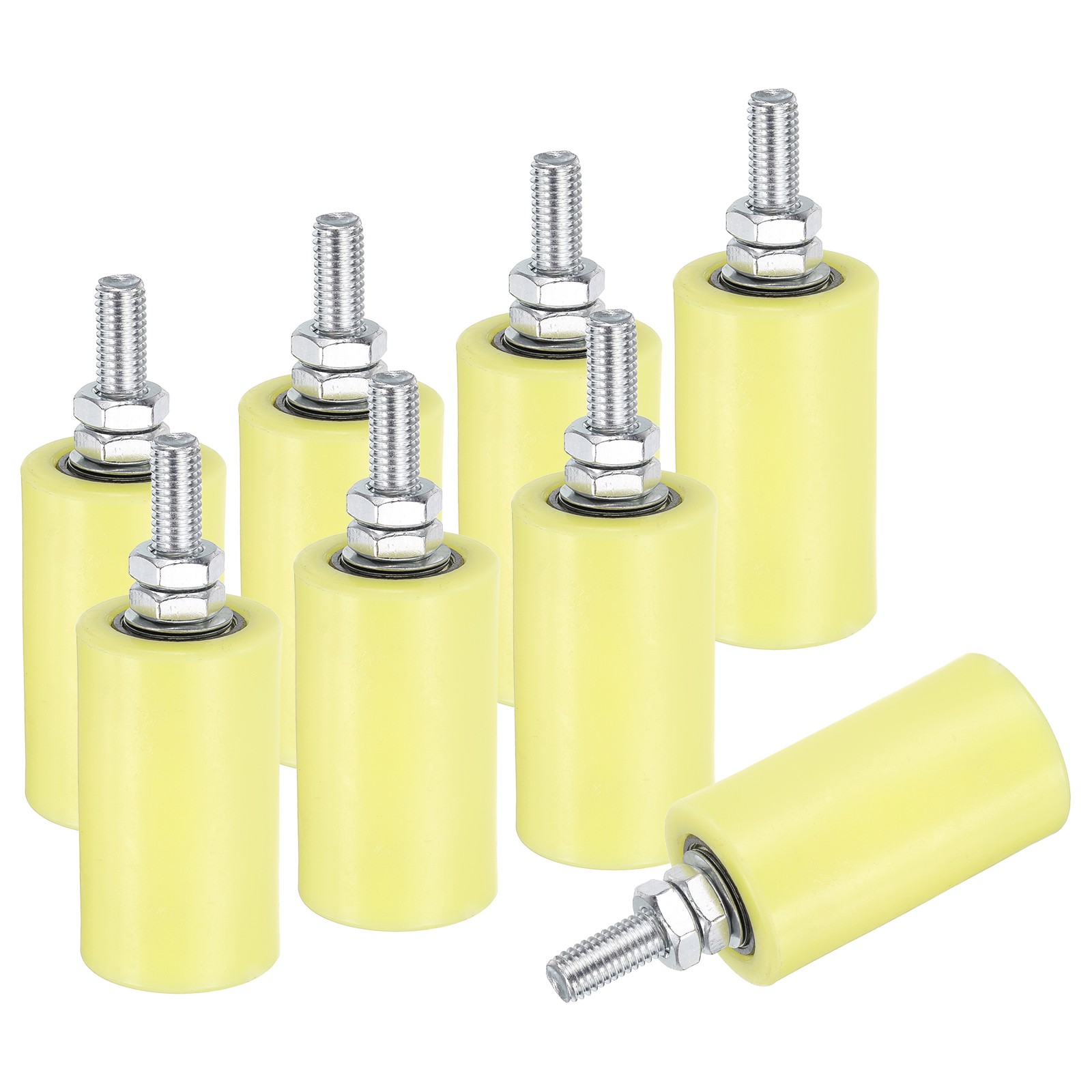 8Pcs Slide Gate Guide Roller, 3" Nylon Sliding Gate Support Assembly, Yellow