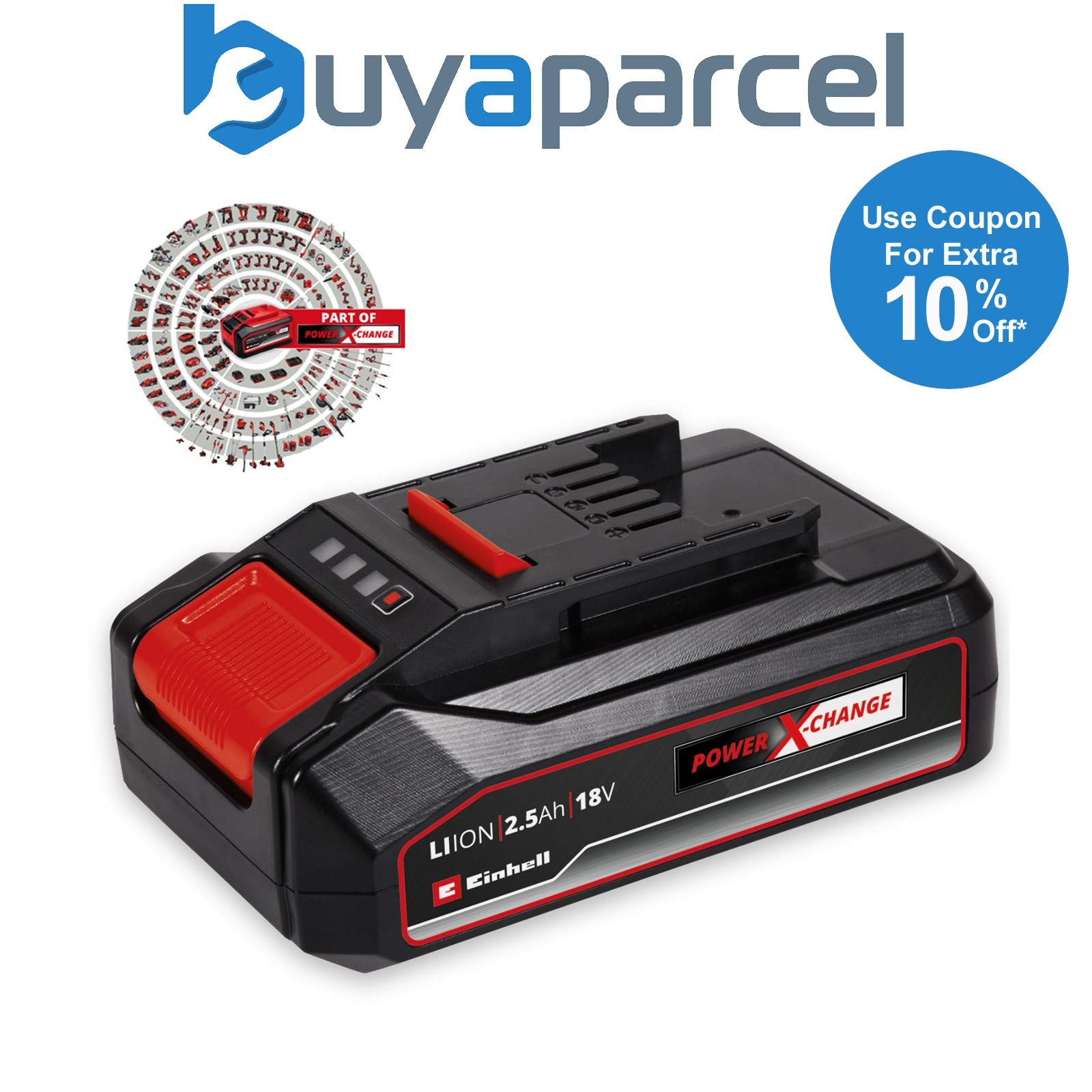 Einhell 2.5Ah 18V Battery Power X-Change PXC Rechargeable Dust Resistant LED