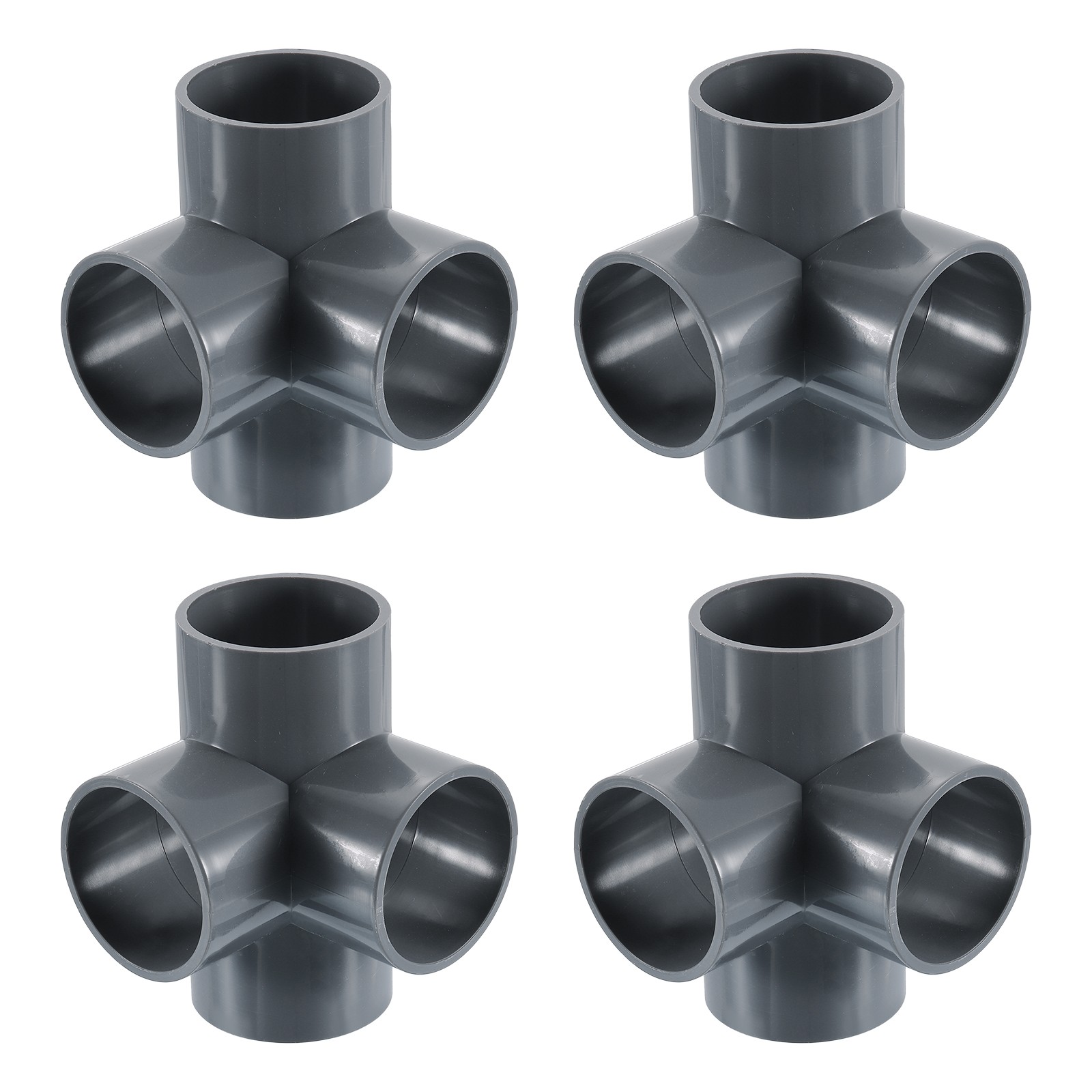 1-1/2" PVC Fittings, 4 Pcs 4 Way Elbow Connector Elbow PVC Corner Fitting, Grey