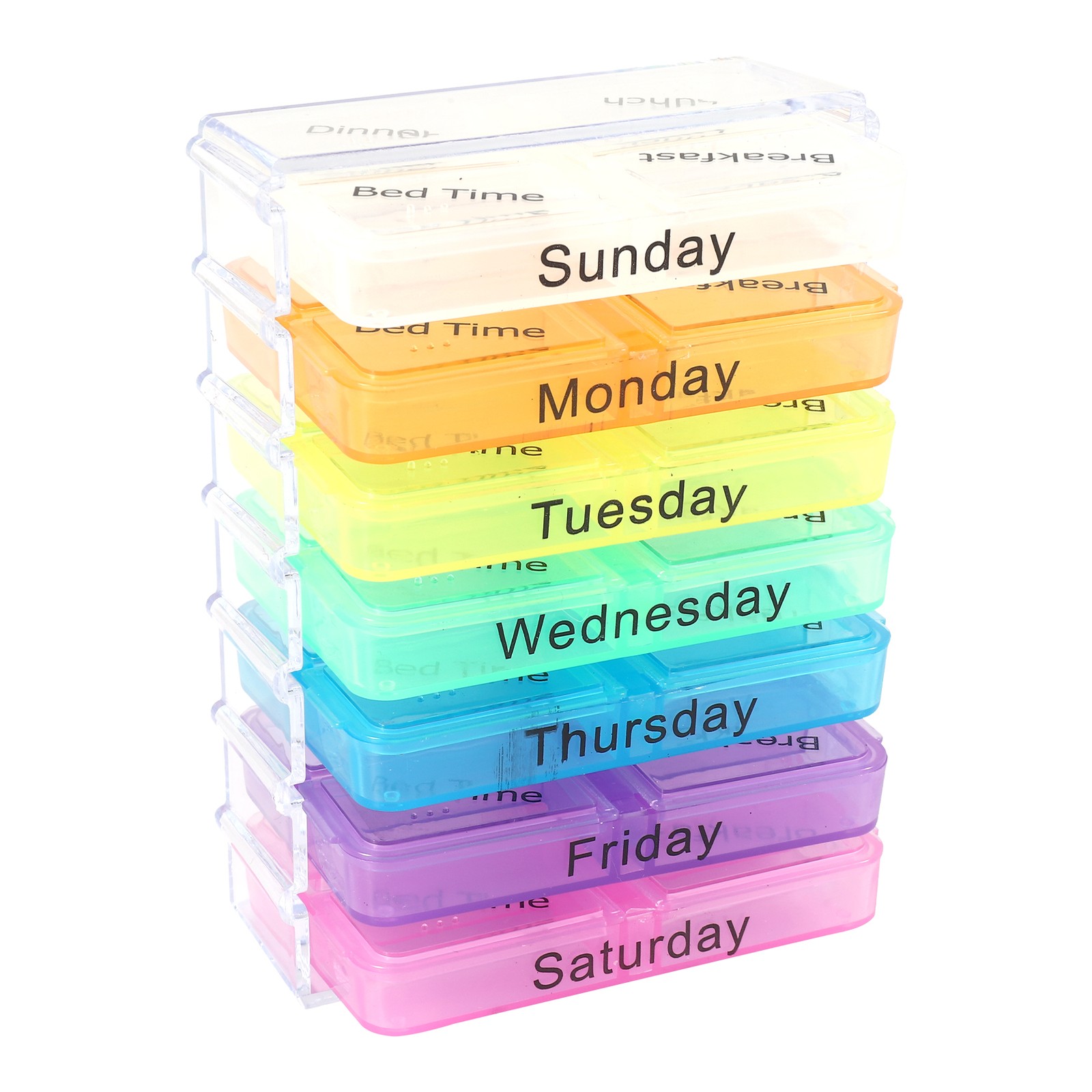 6X(Medicine Weekly Storage Pill 7 Day Tablet Sorter Box Container Case3776