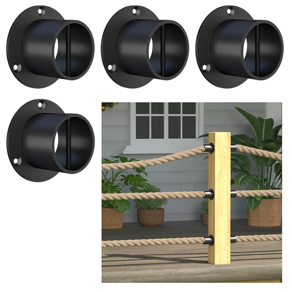 4Pack Black Rope End Snap with Screw Securing Rail Support for Jutes4060