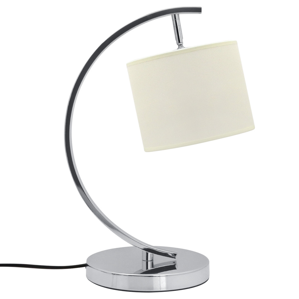 Modern Arched Chrome Table Lamp Fabric Lamp Shade Cream Drum Light Shade T504