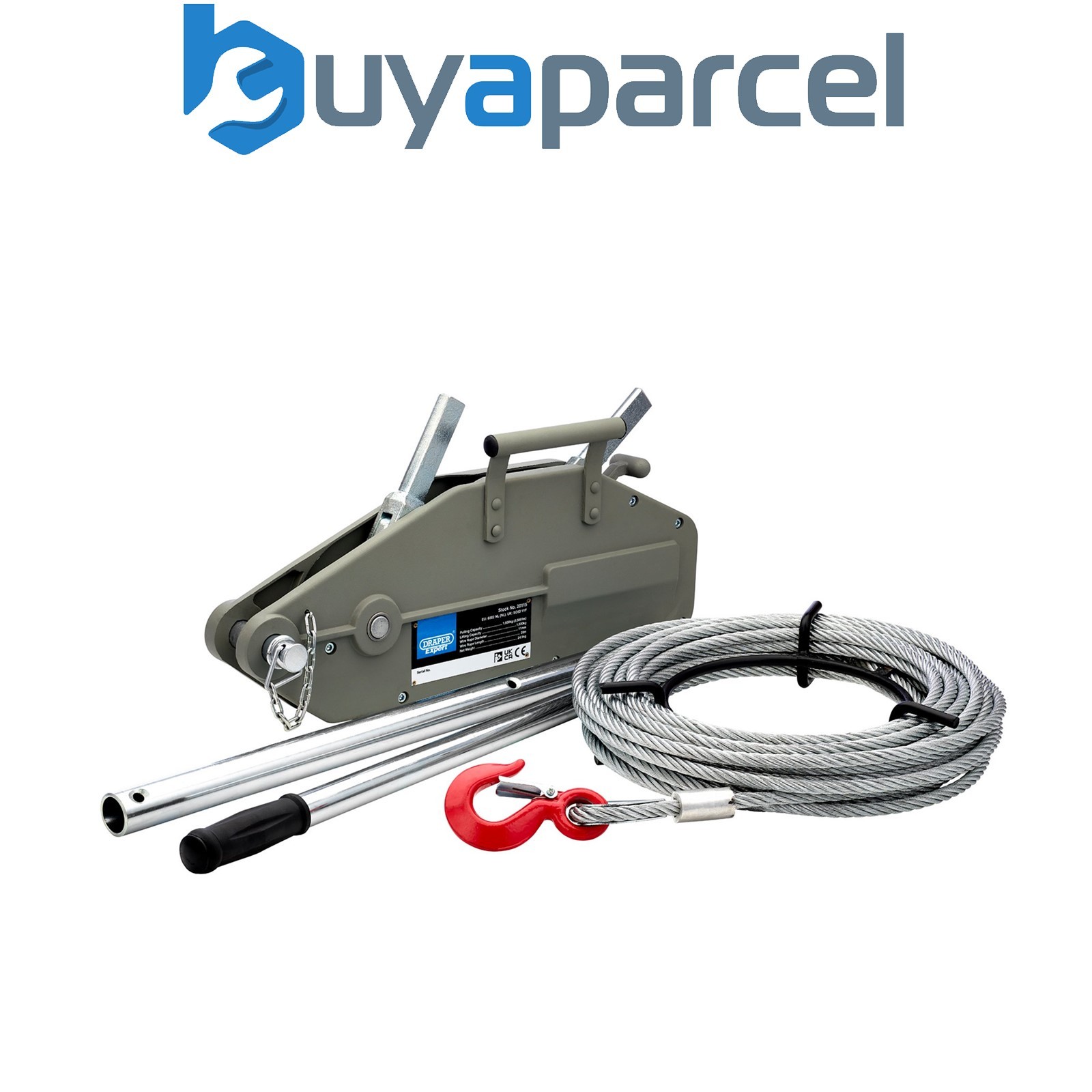 Draper 20115 Draper Expert Wire Rope Puller, 1600kg