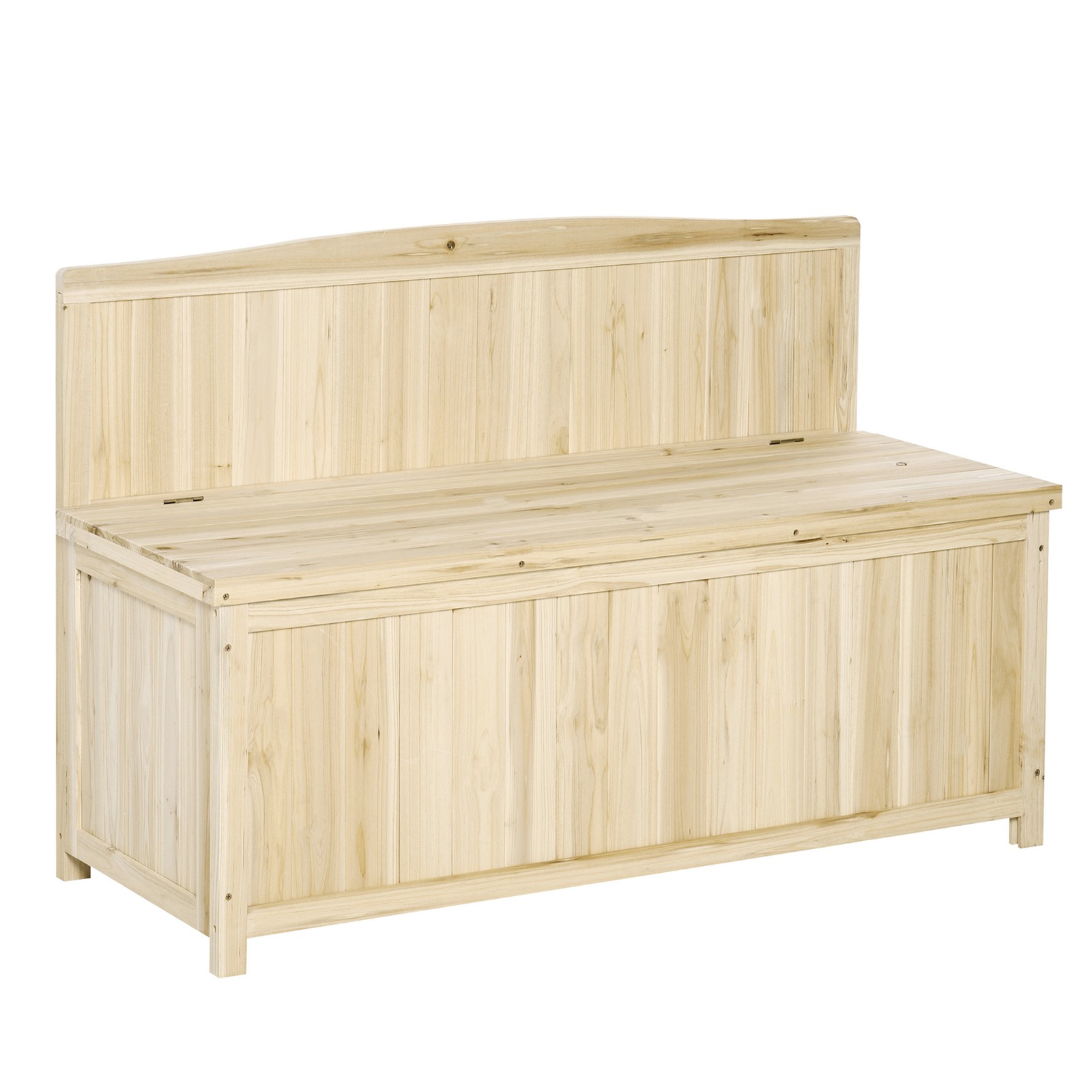 Outsunny Wood Storage Bench for Patio, Outdoor Garden Seating, Natural