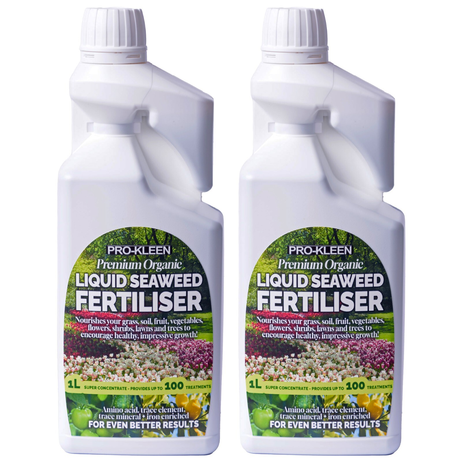 ProKleen Organic Liquid Seaweed Fertiliser Concentrate Plant Feed Fruit 2 x 1L