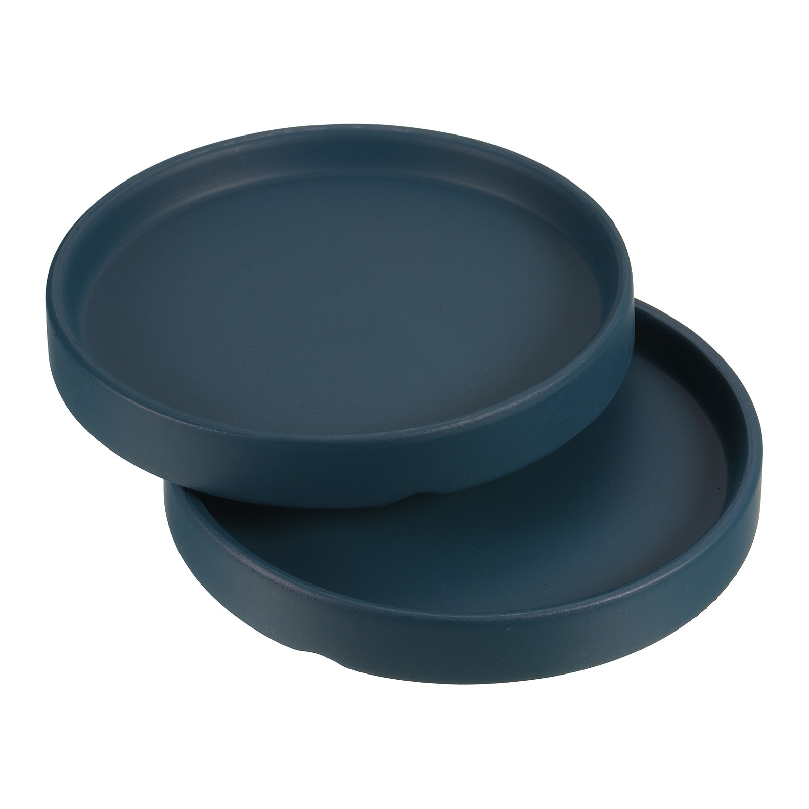 Plant Pot Saucer 5 Inch OD, 2 Pack Ceramic Round Flower Tray, Dark Blue