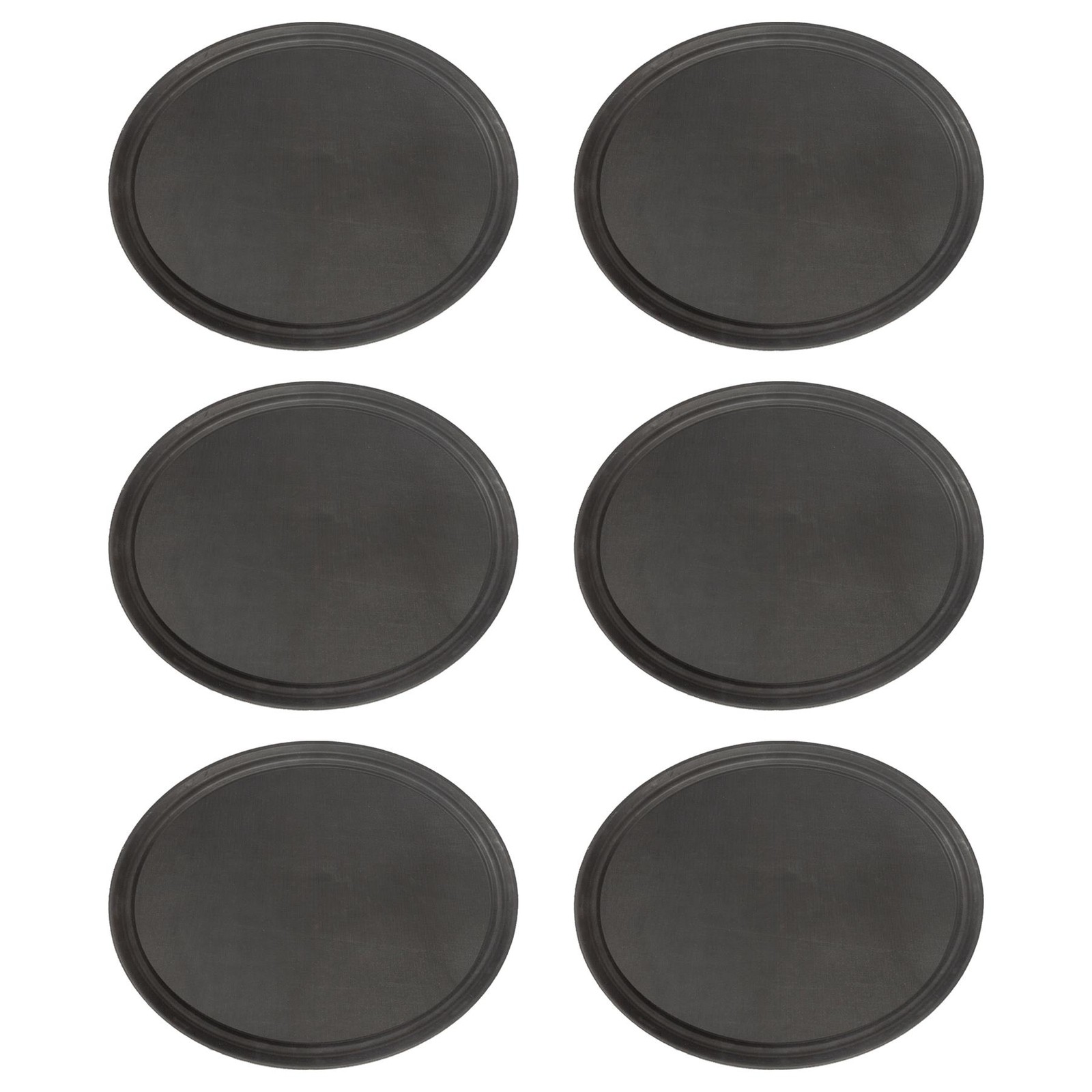 6x Black 68.5cm x 56cm Oval Non-Slip Serving Trays Plastic Food Tea Dinner Trays