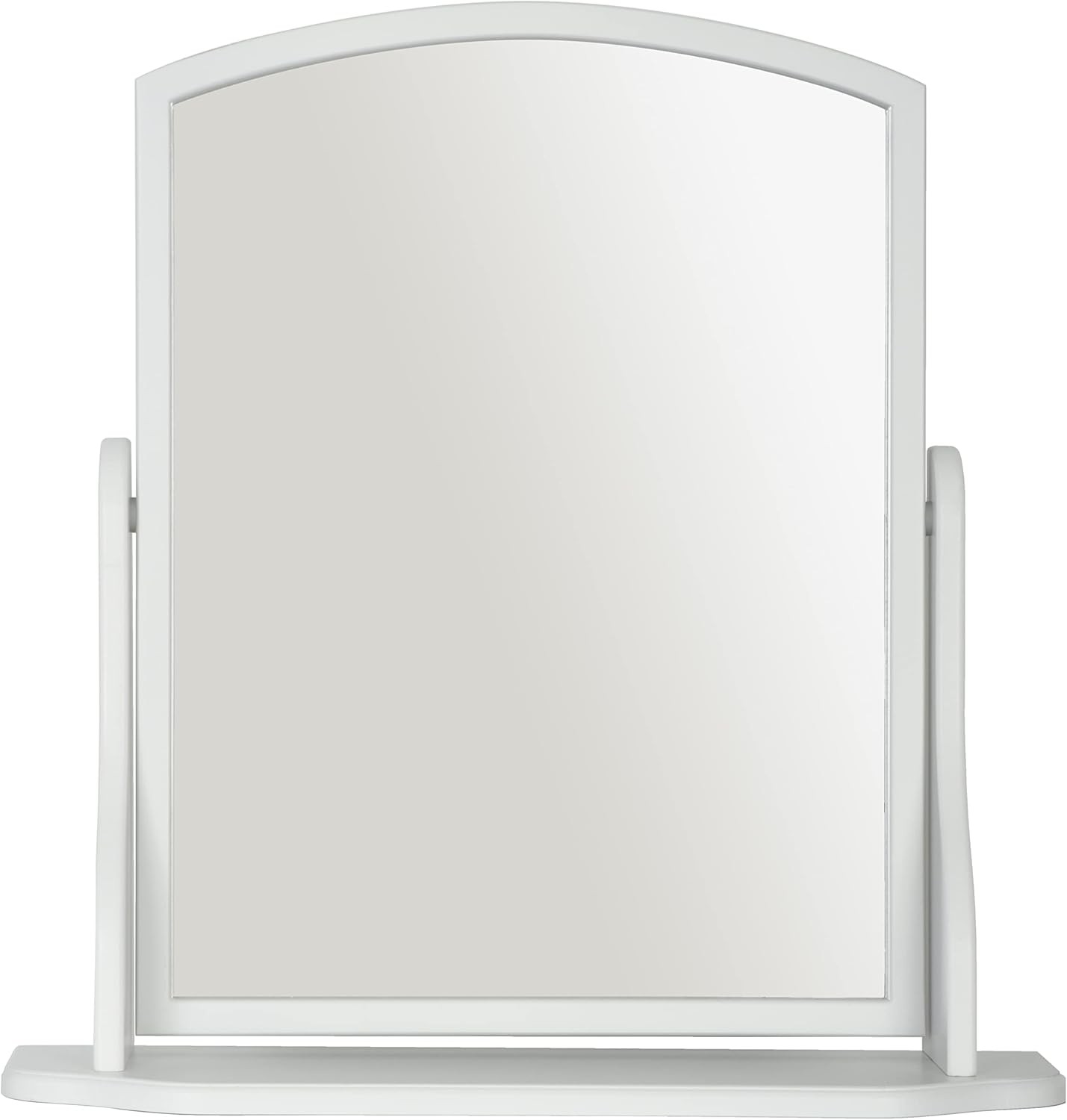 Arched Wood Dressing Table Mirror, Grey, 44x44cm, Wooden Free Standing Tabletop
