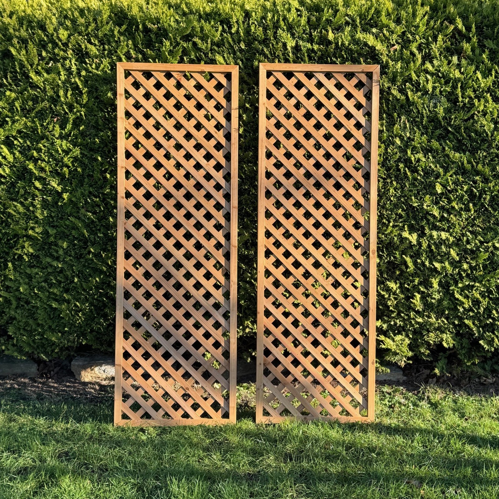 Wooden Garden Trellis Panels Framed Plant Support Set of 2 (180cm x 60cm)