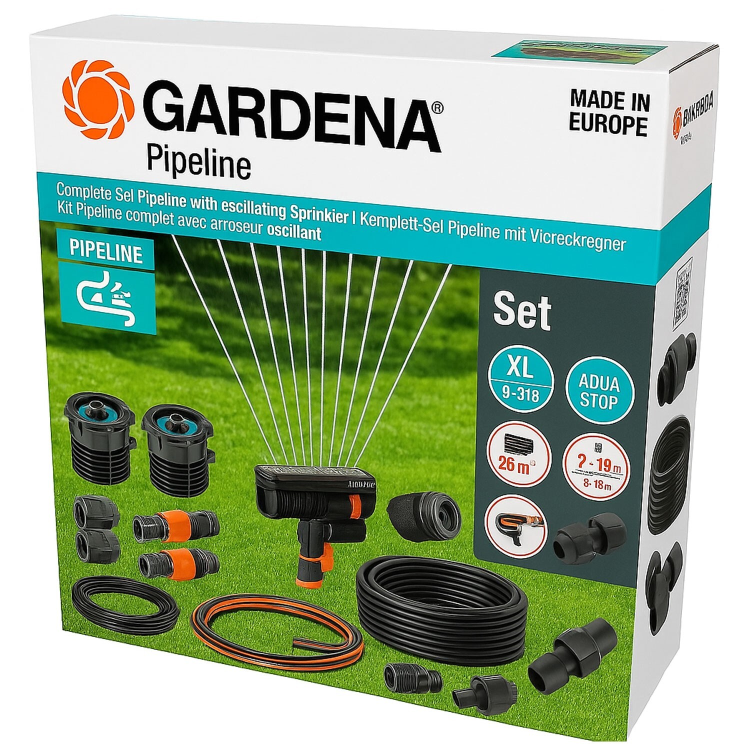 Gardena Sprinkler System Set with Pipeline And Oscillating Sprinkler Multicolour