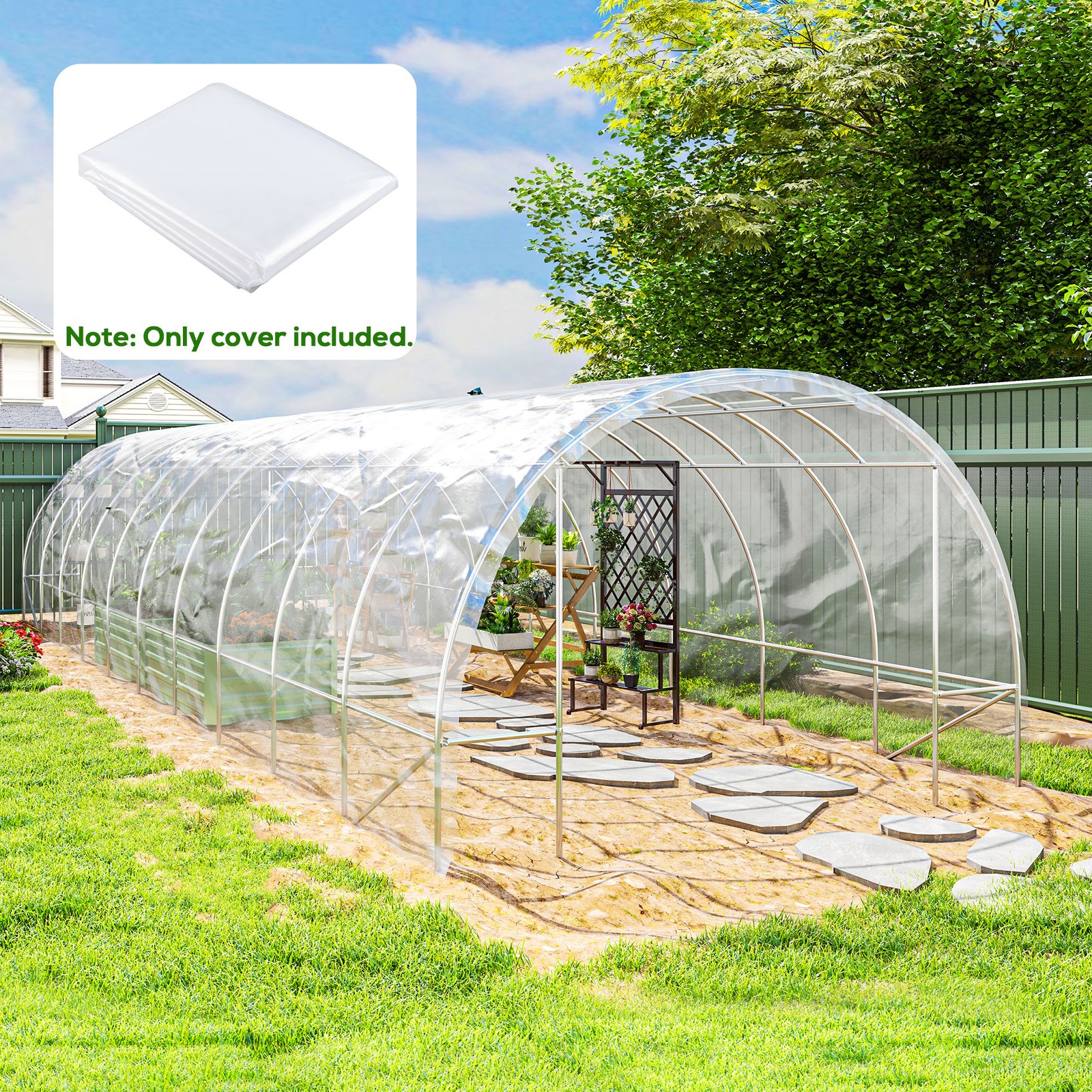 6 X 10m UV Resistant Waterproof Polypropylene Greenhouse Cover Replacement Clear