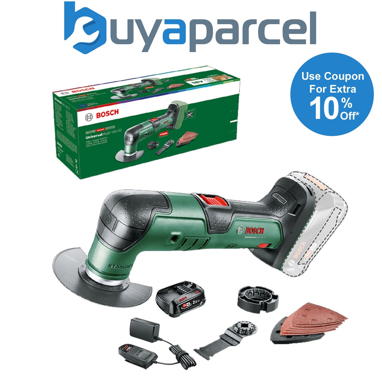 Bosch 0603105000 18v Multifunction Multi Tool UniversalMulti + 2.5AH Battery Kit