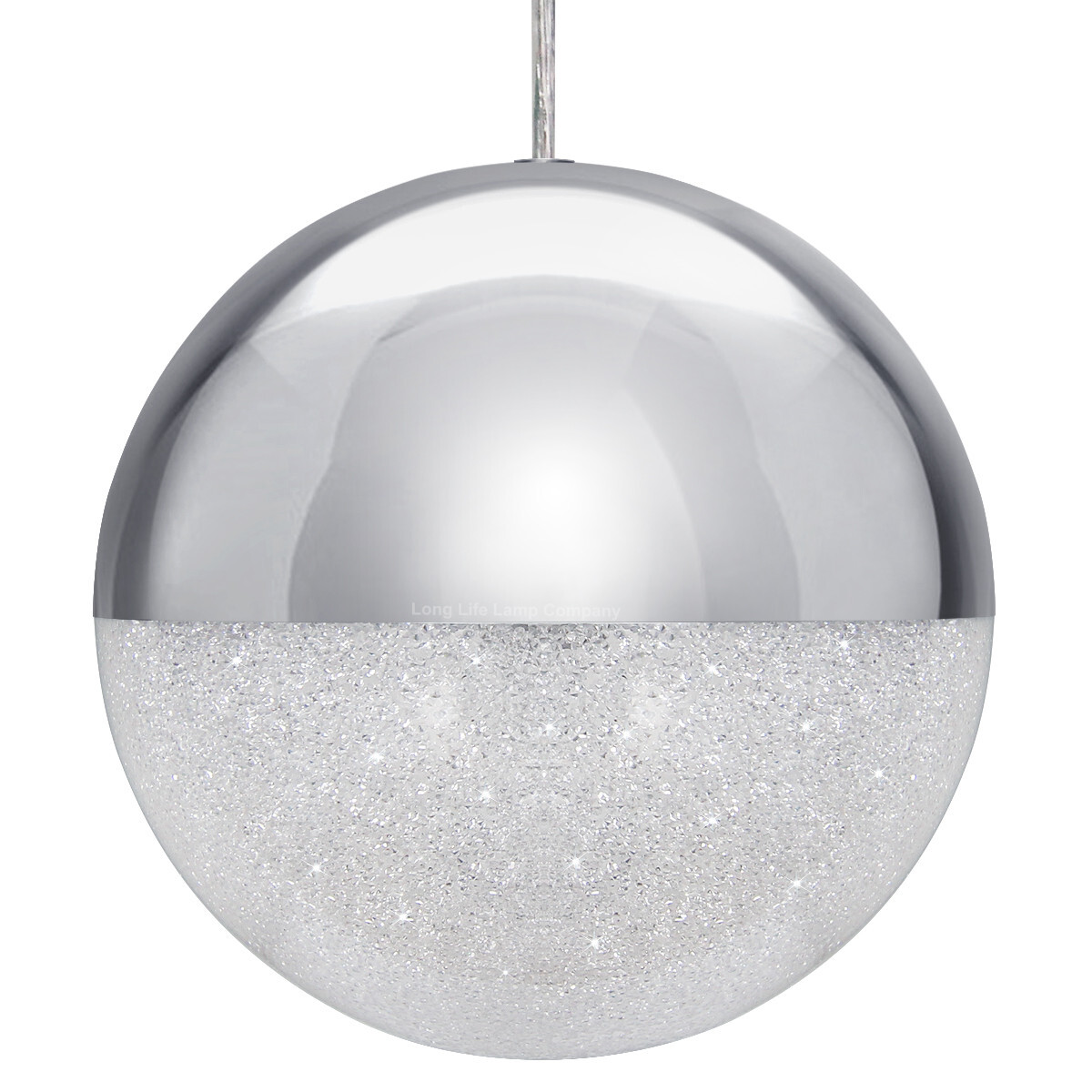 LED Ceiling Chrome Glass Globe Pendant Light CCT Natural Cool Warm White H3108