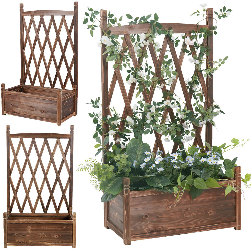 Planter Box with Trellis Hanging Outdoor Vertical Garden Raised Bed for Flower