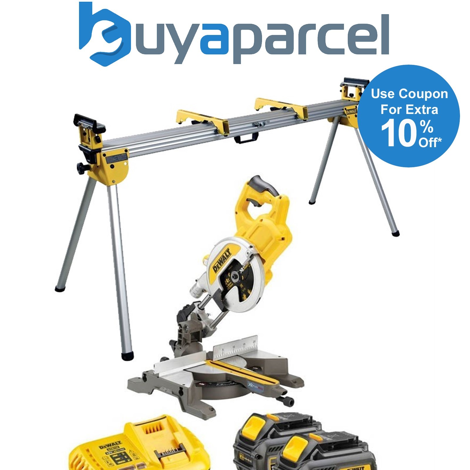 Dewalt DCS777T2 XR 54v Flexvolt Cordless 216mm Mitre Saw 2 x 6.0ah Batts + Stand