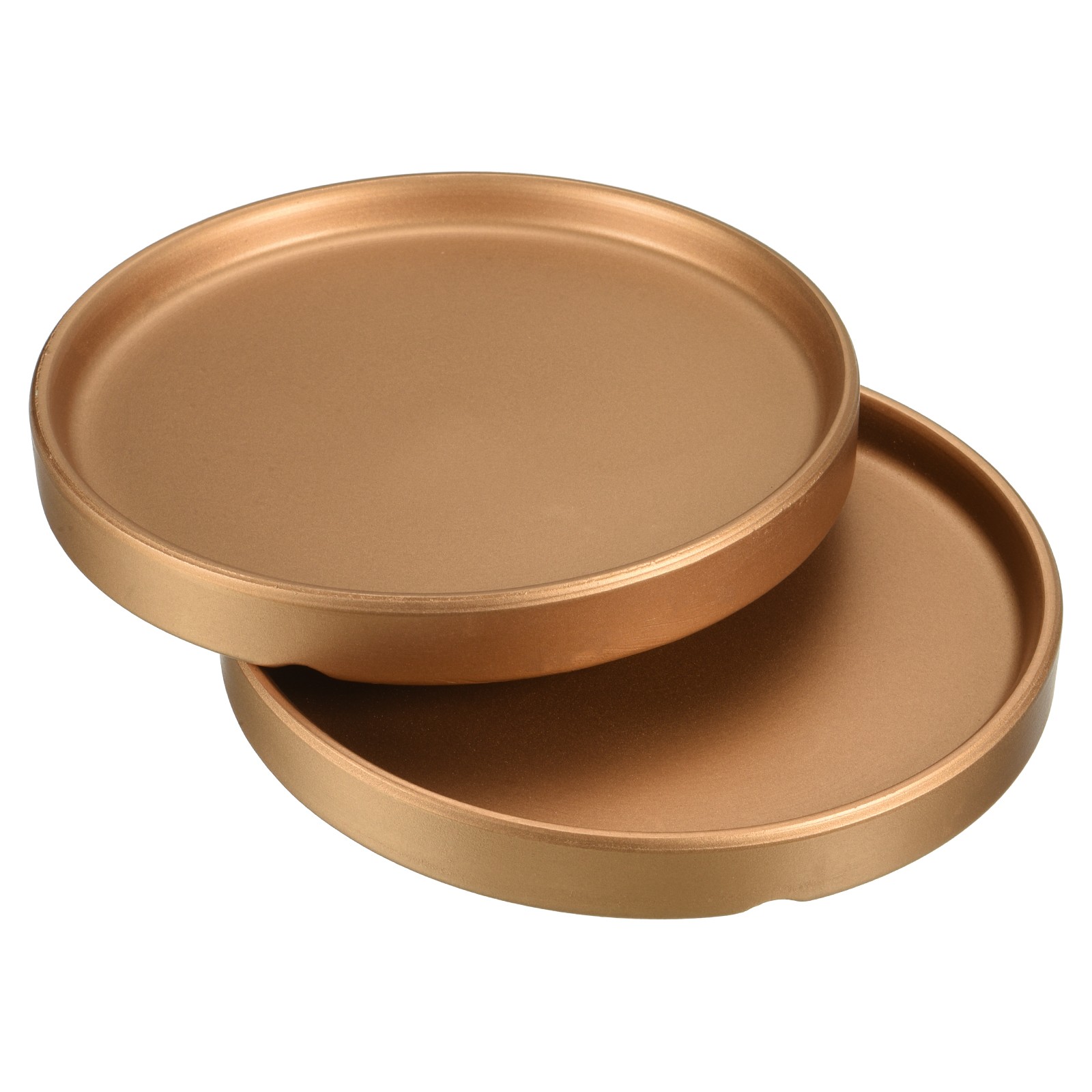 2pcs 6" Ceramic Round Plant Pot Saucers Flower Drip Tray Indoor Outdoor, Gold
